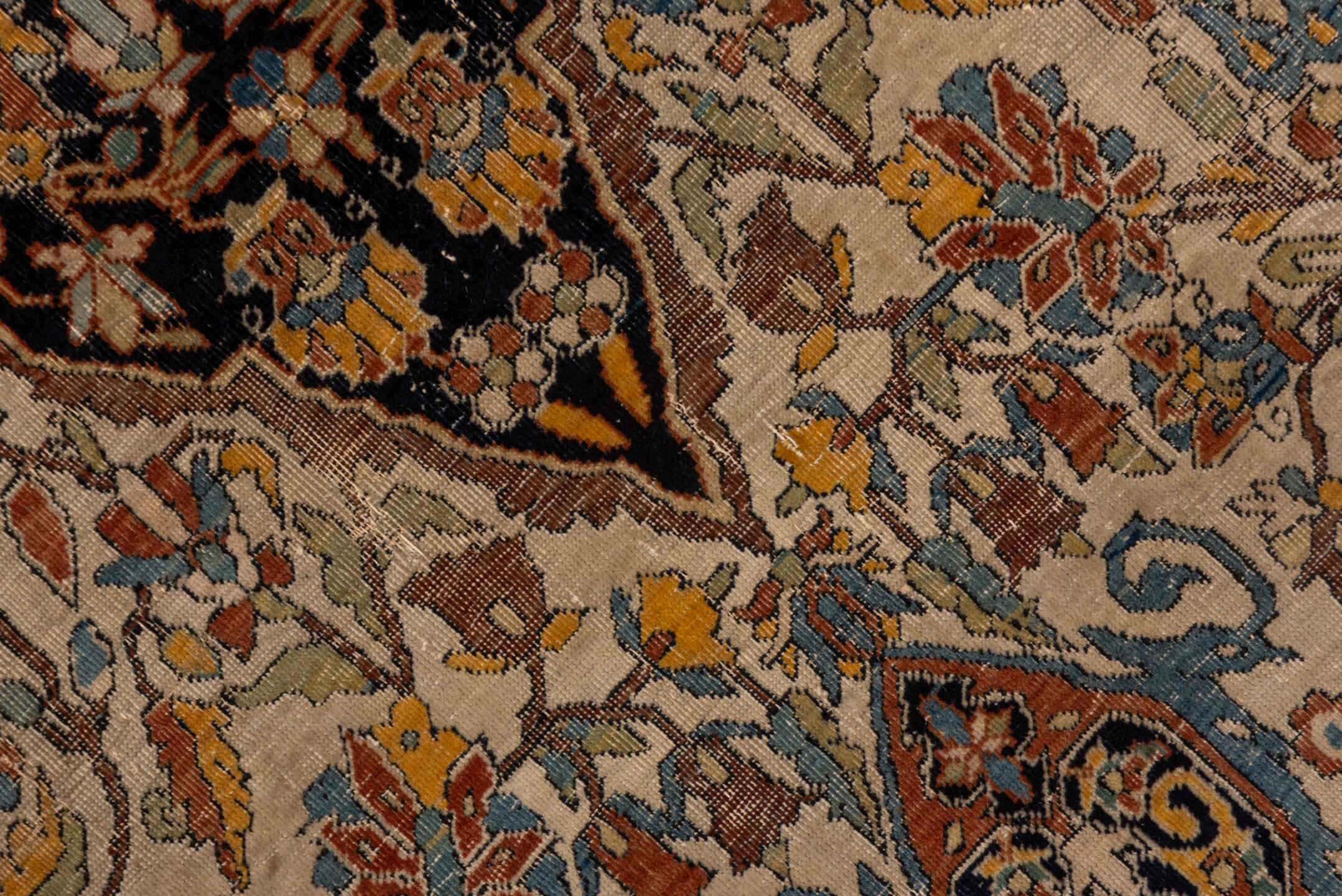 4' x 7' one-of-a-kind handmade vintage Mohtasham Kashan rug. Color palette: black, brown, charcoal, gray, pink