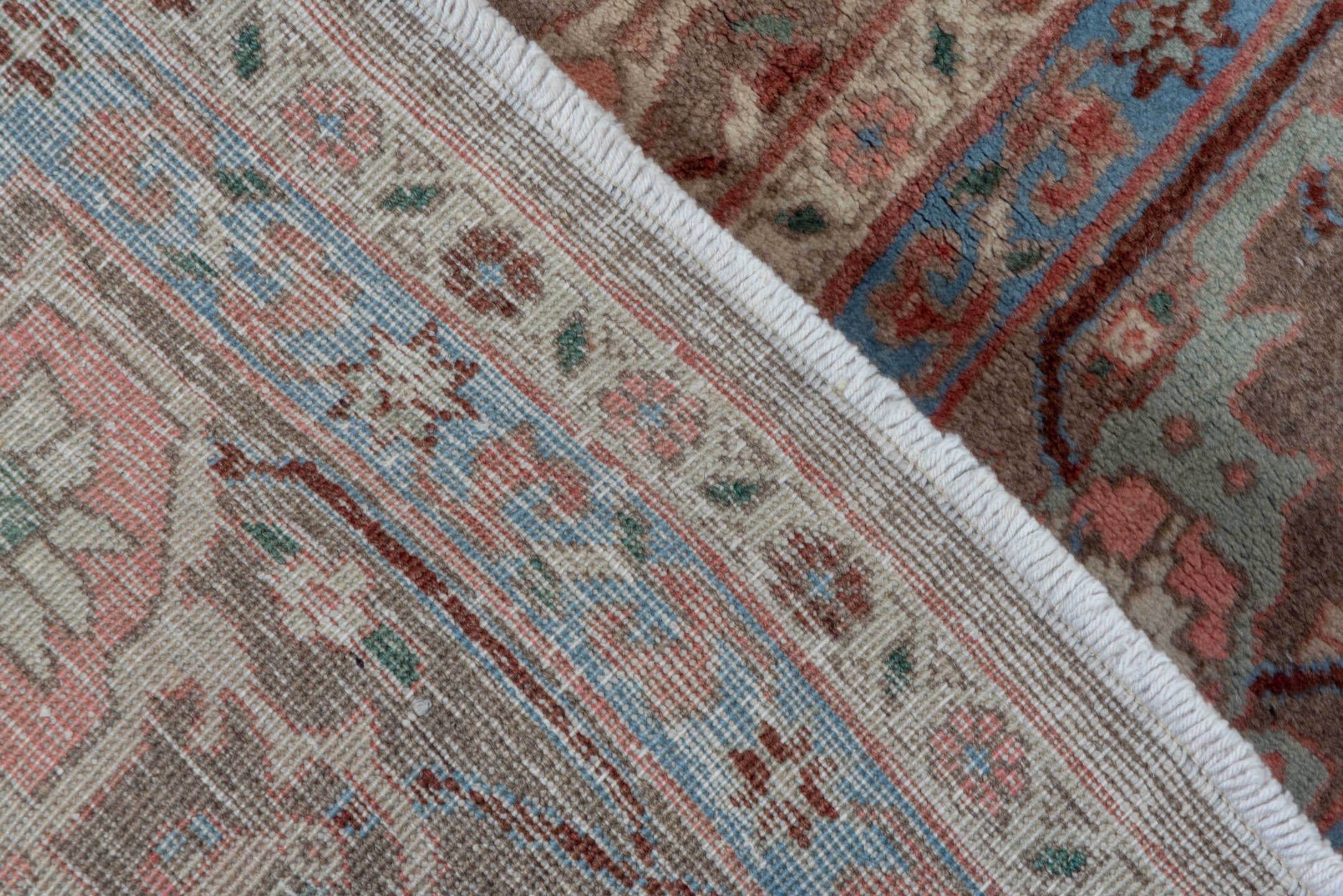 6' x 9' one-of-a-kind handmade vintage Bidjar medium size rug. Color palette: rust, taupe, slate blue, camel, ivory, brown
