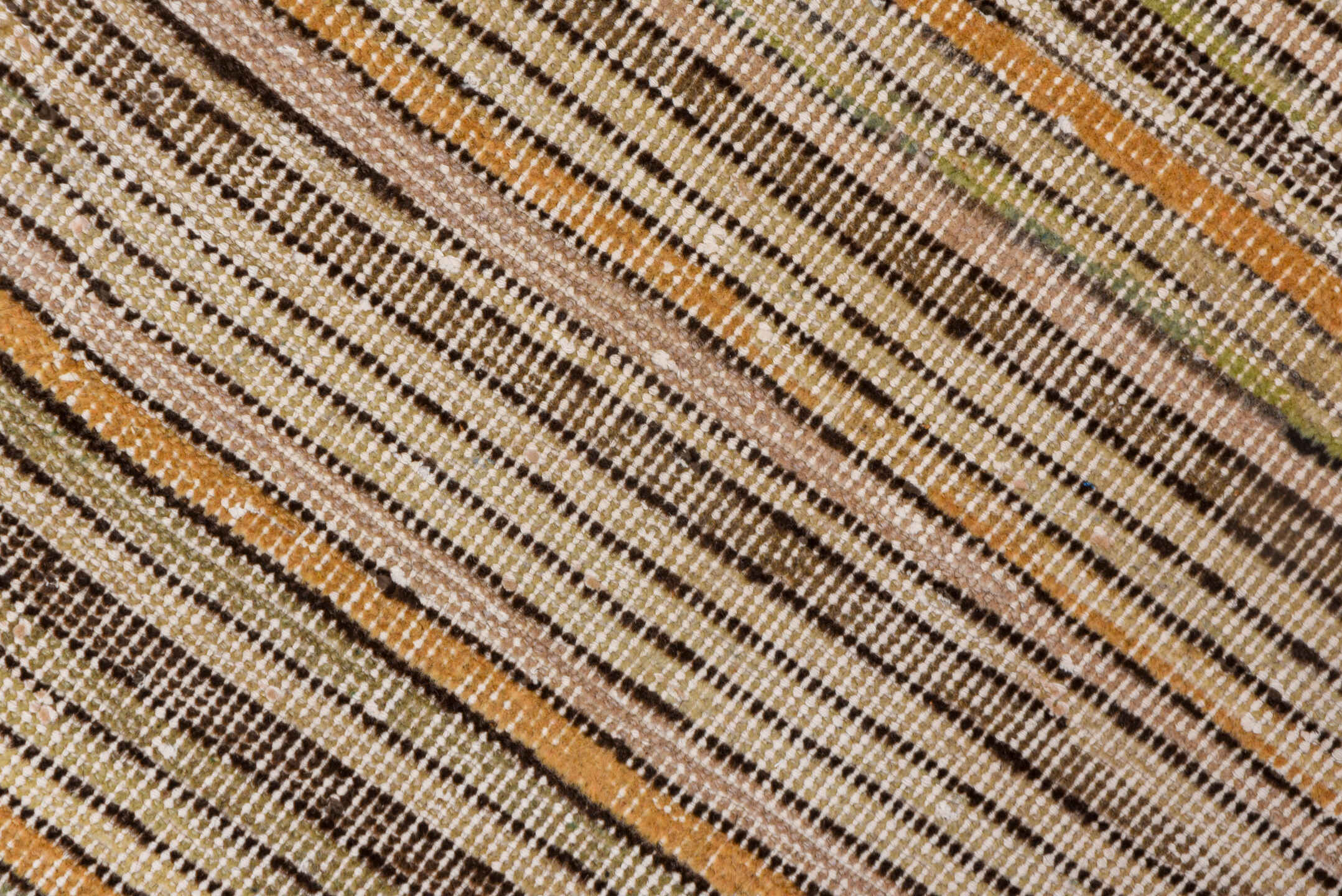 2' x 6' one-of-a-kind handmade vintage Tulu runner rug. Color palette: brown, gray, light gray, off-white, orange, snow