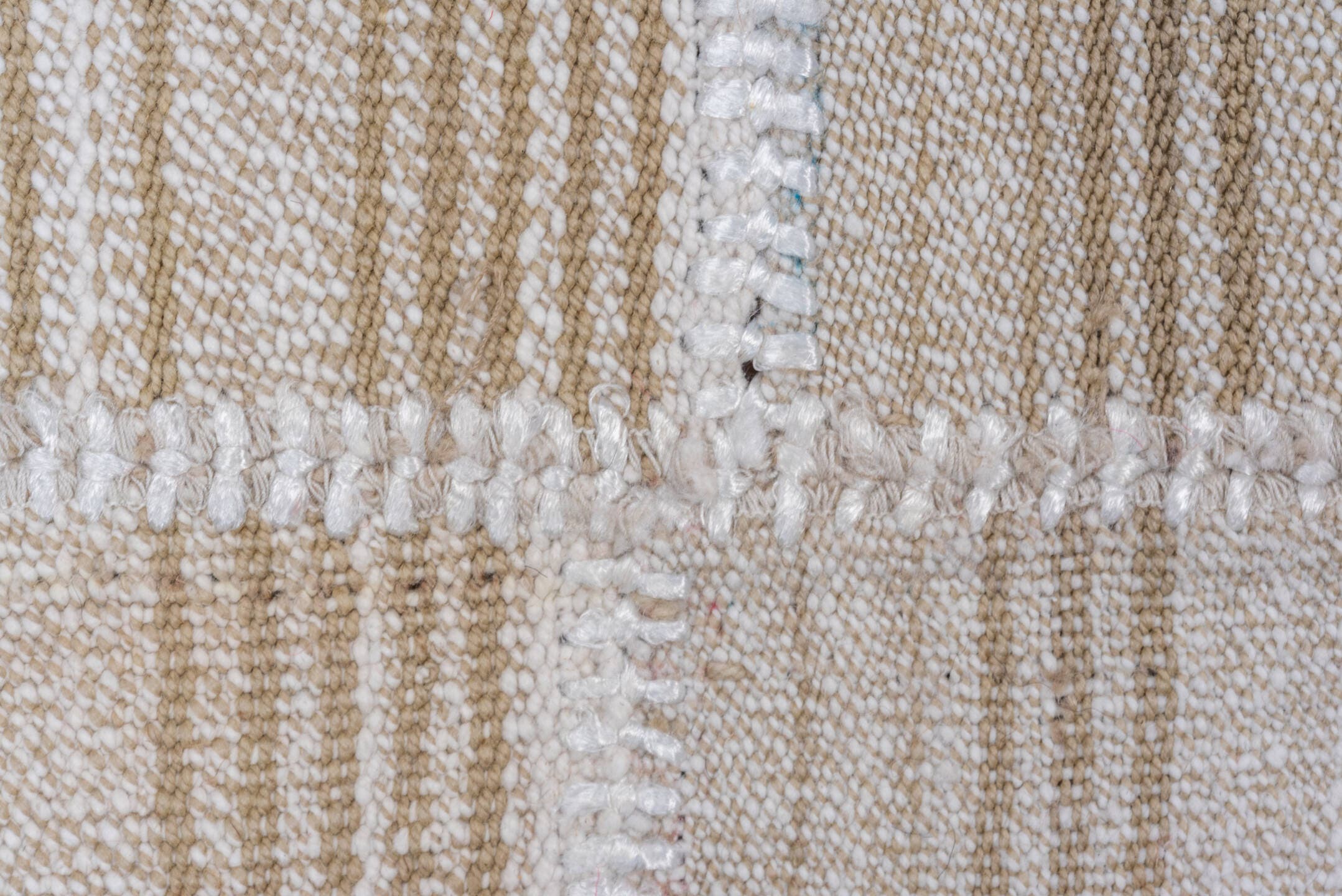11' x 12' one-of-a-kind handmade antique Flatweave oversize rug. Color palette: ivory, beige, taupe, light brown, cream