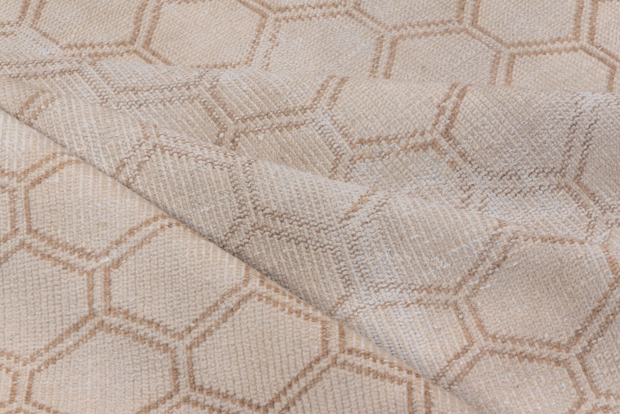 5' x 8' one-of-a-kind handmade vintage Oushak medium size rug. Color palette: ivory, taupe, beige, sand, gray
