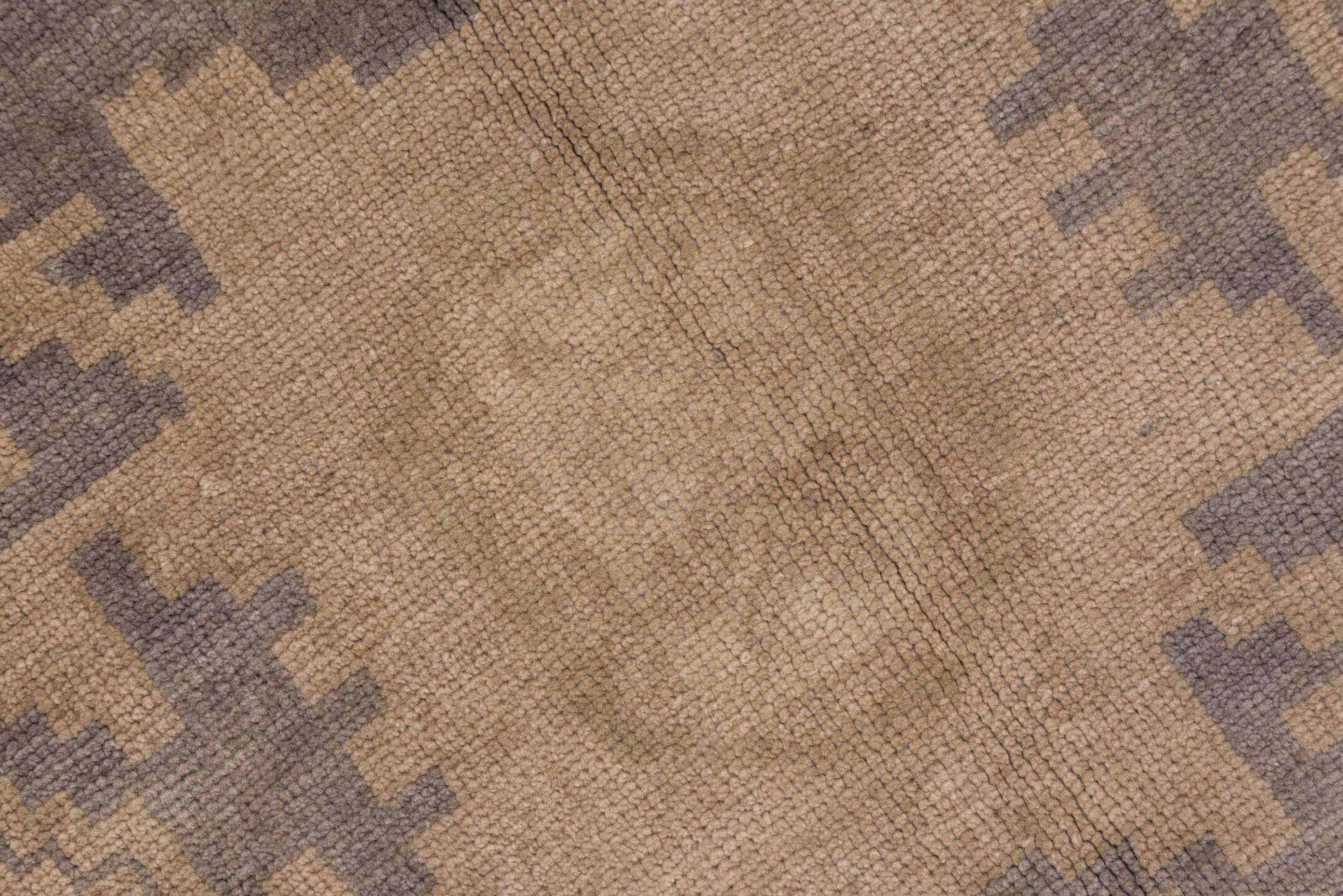 5' x 9' one-of-a-kind handmade vintage Oushak medium size rug. Color palette: beige, taupe, ivory, slate, camel, dusty blue