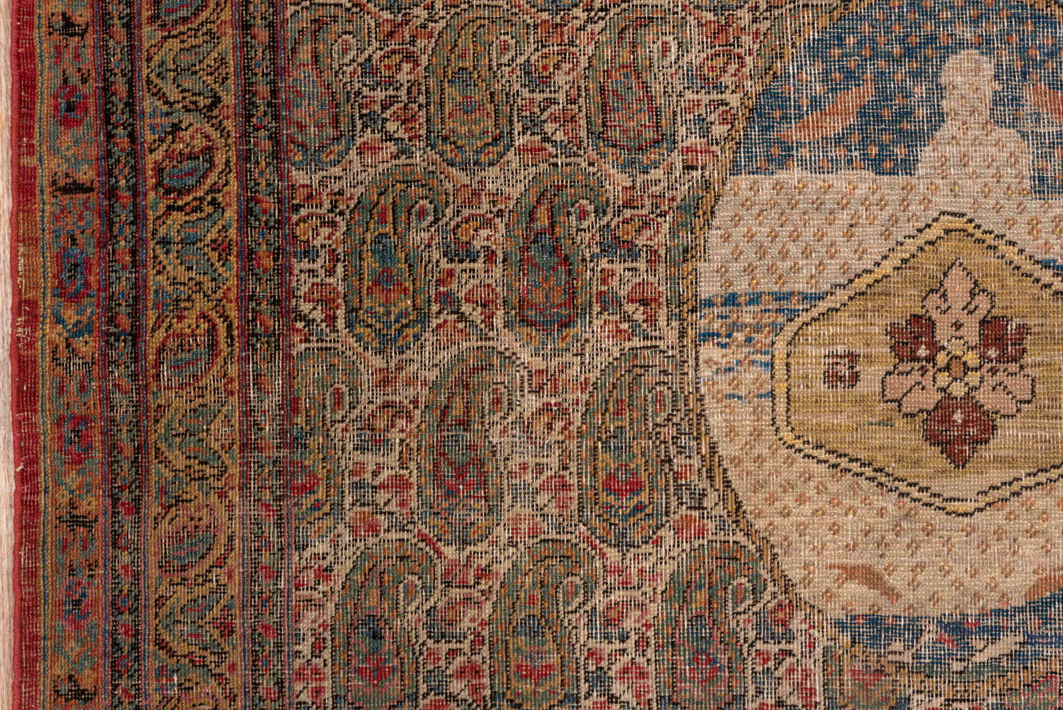 3' x 5' one-of-a-kind handmade vintage Lavar small size rug. Color palette: brown, gray, pink, red