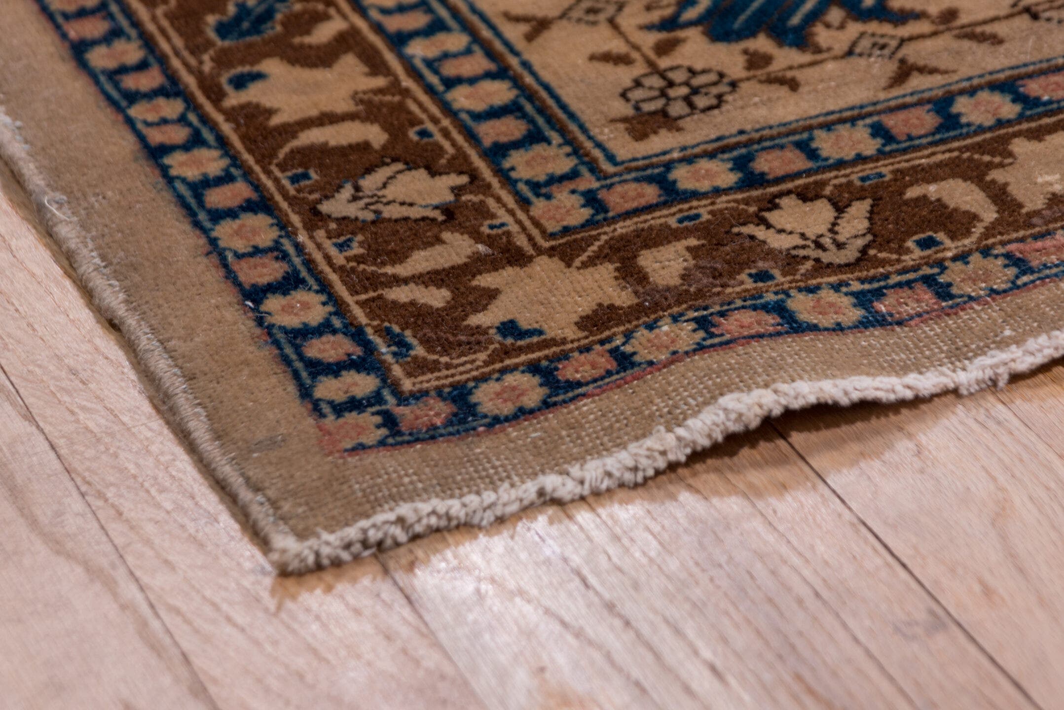 10' x 12' one-of-a-kind handmade antique Tabriz large size rug. Color palette: ivory, camel, sky_blue, taupe, brown, beige