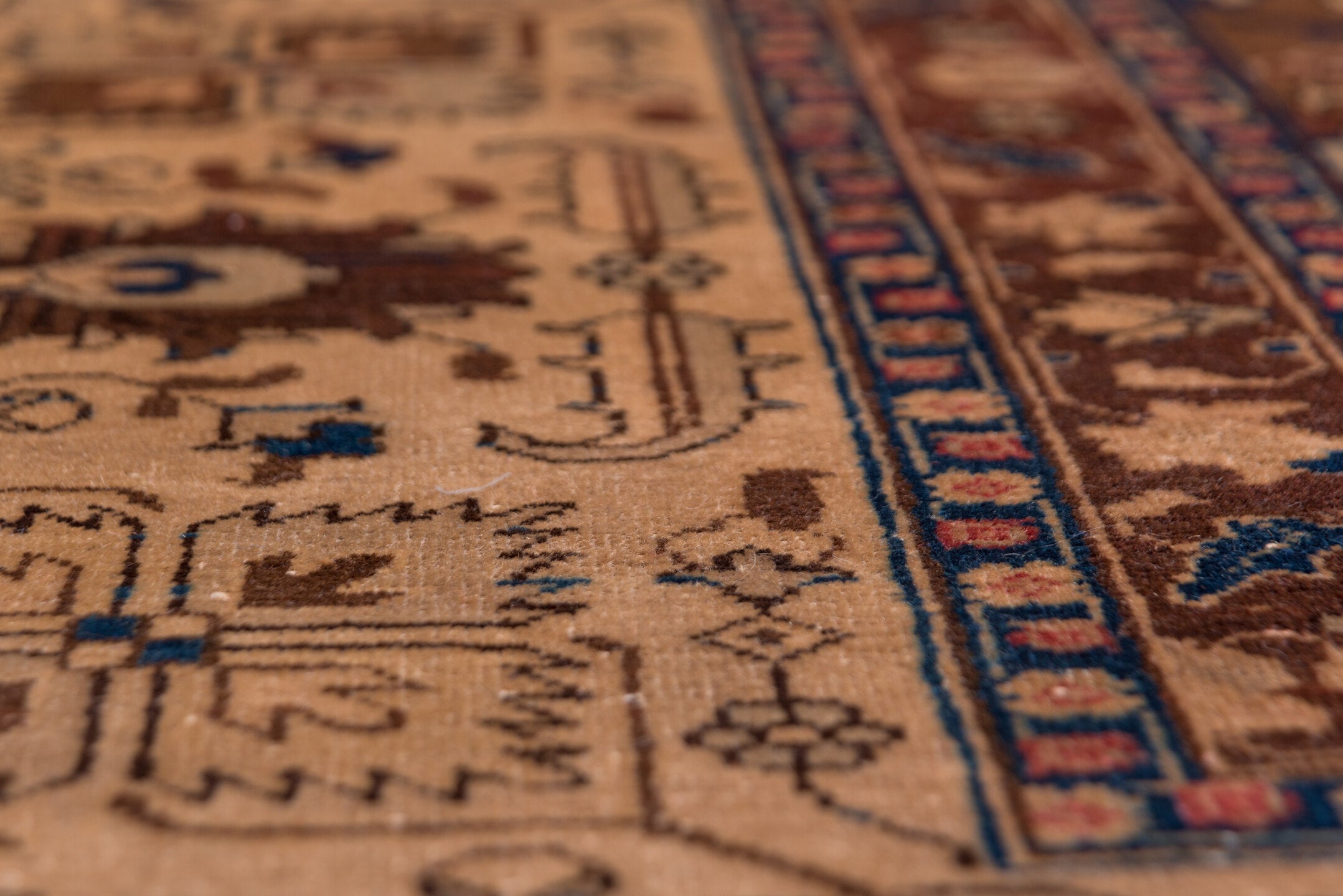 10' x 12' one-of-a-kind handmade antique Tabriz large size rug. Color palette: ivory, camel, sky_blue, taupe, brown, beige