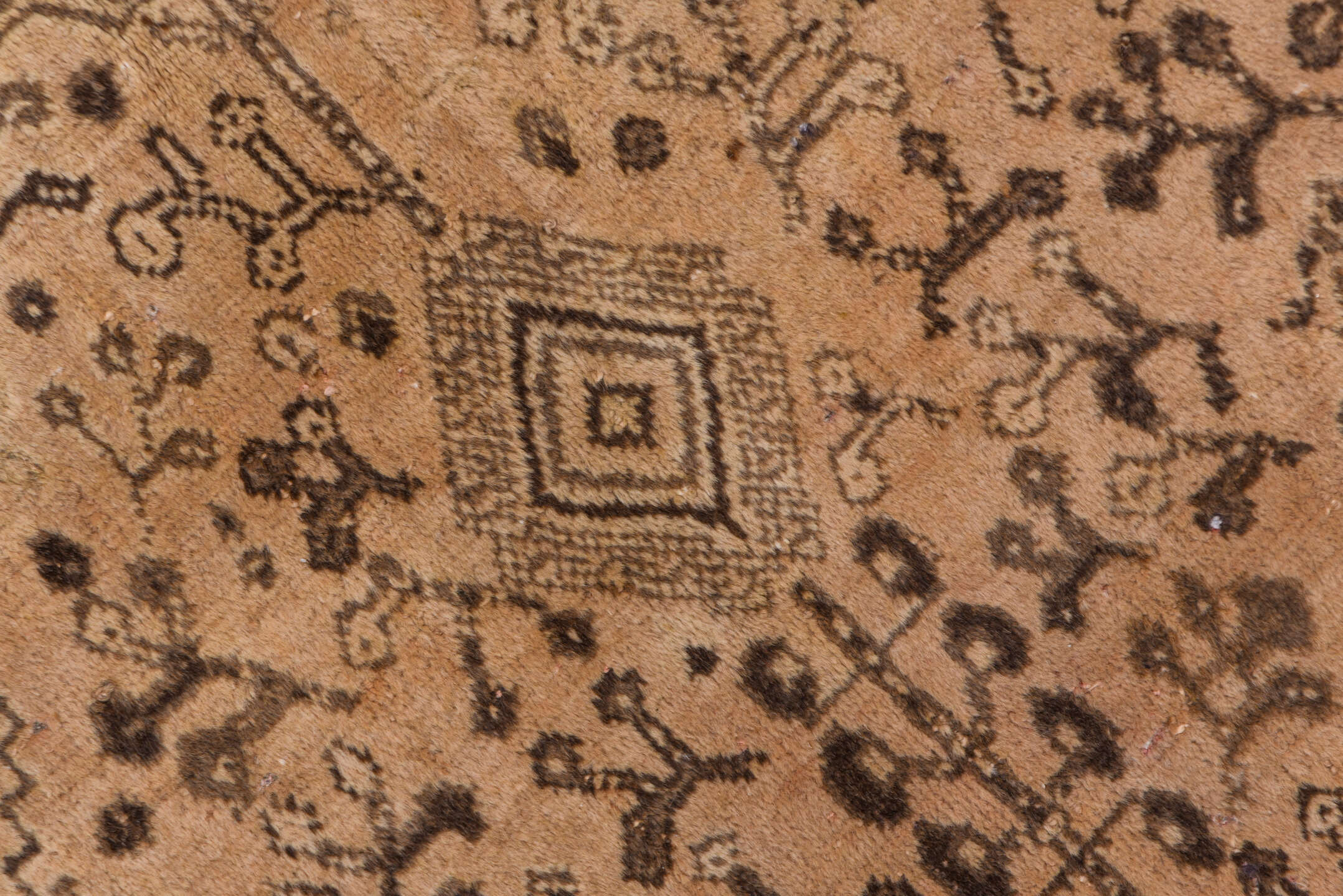 6' x 9' one-of-a-kind handmade antique Shiraz medium size rug. Color palette: ivory, camel, brown, taupe, charcoal, beige