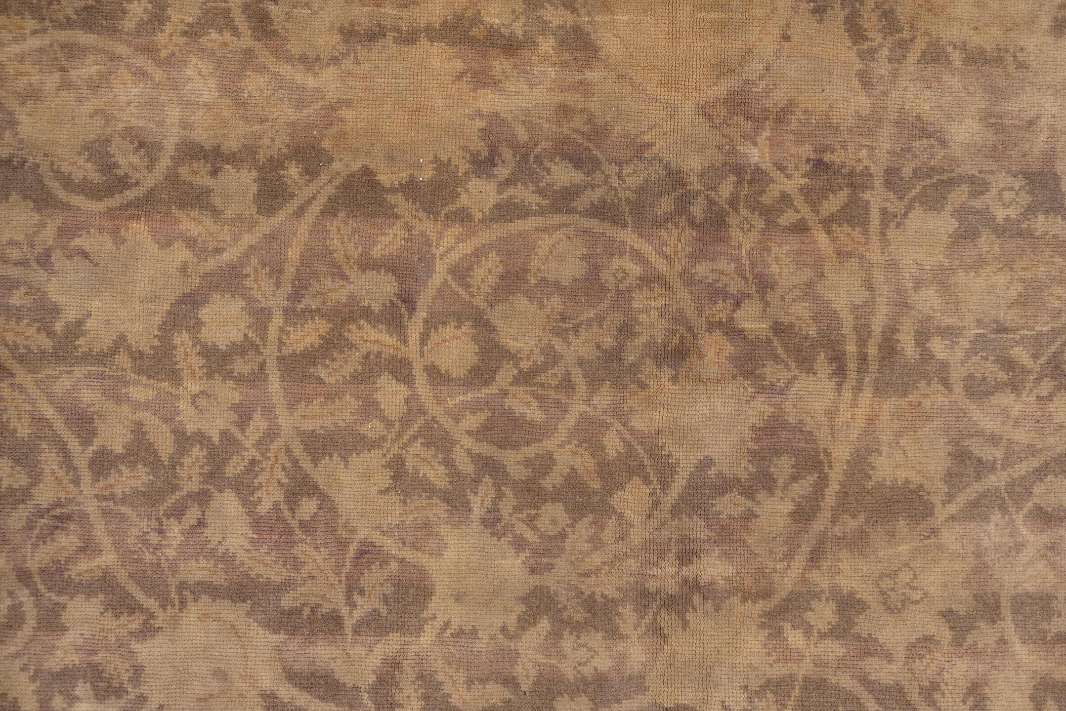 13' x 13' one-of-a-kind handmade antique Sivas oversize rug. Color palette: beige, taupe, camel, ivory, sand, peach, rose