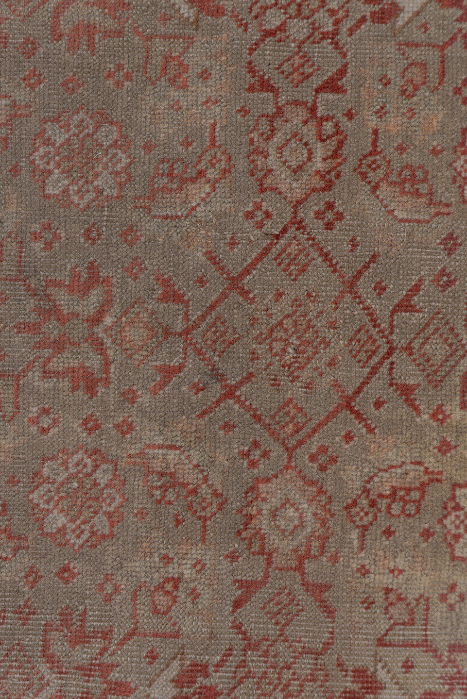 11' x 14' one-of-a-kind handmade antique Tabriz oversize rug. Color palette: rose, ivory, terra cotta, taupe, camel, sienna