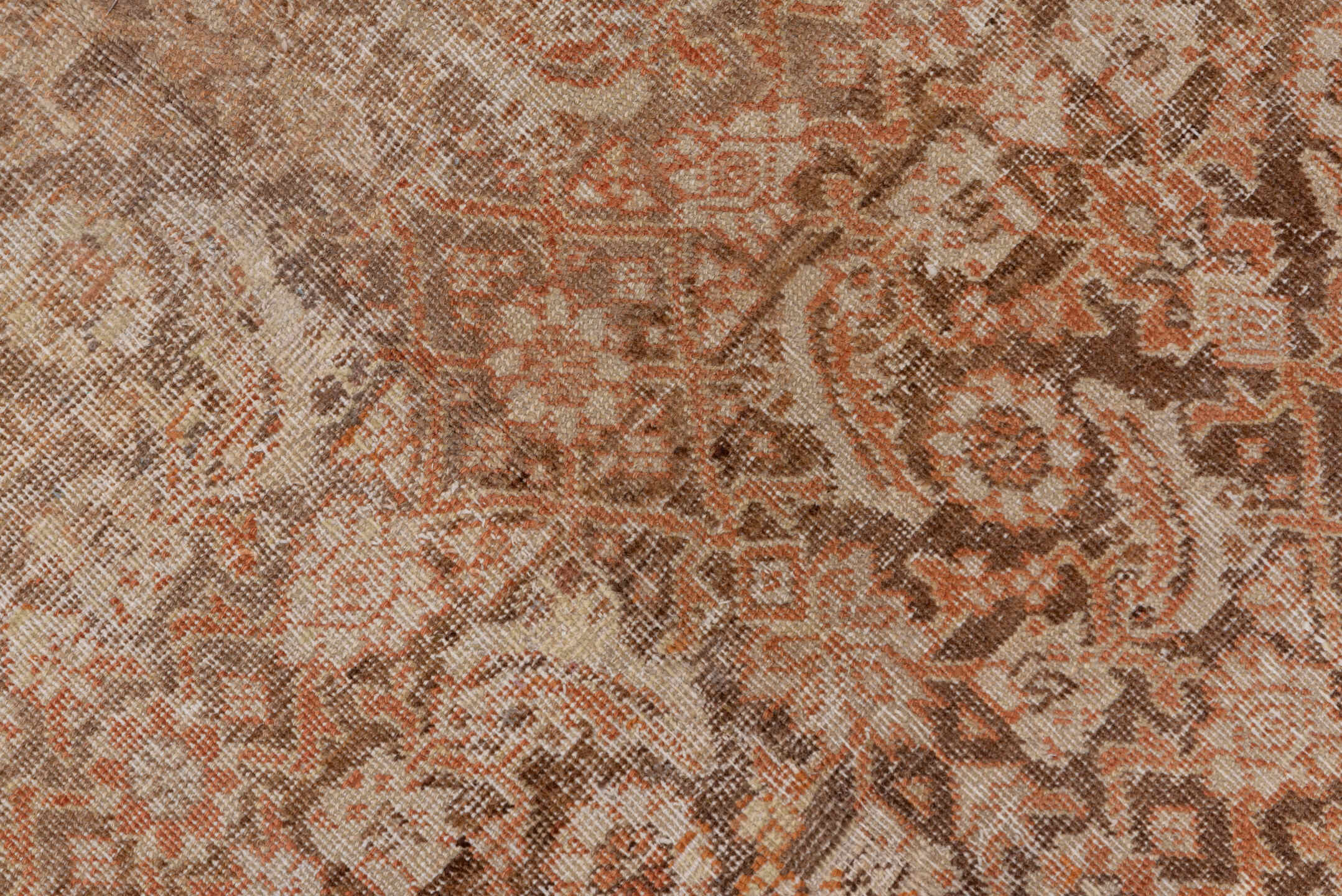 10' x 18' one-of-a-kind handmade antique Tabriz rug. Color palette: camel, taupe, ivory, tan, terra cotta, brown, pale blue