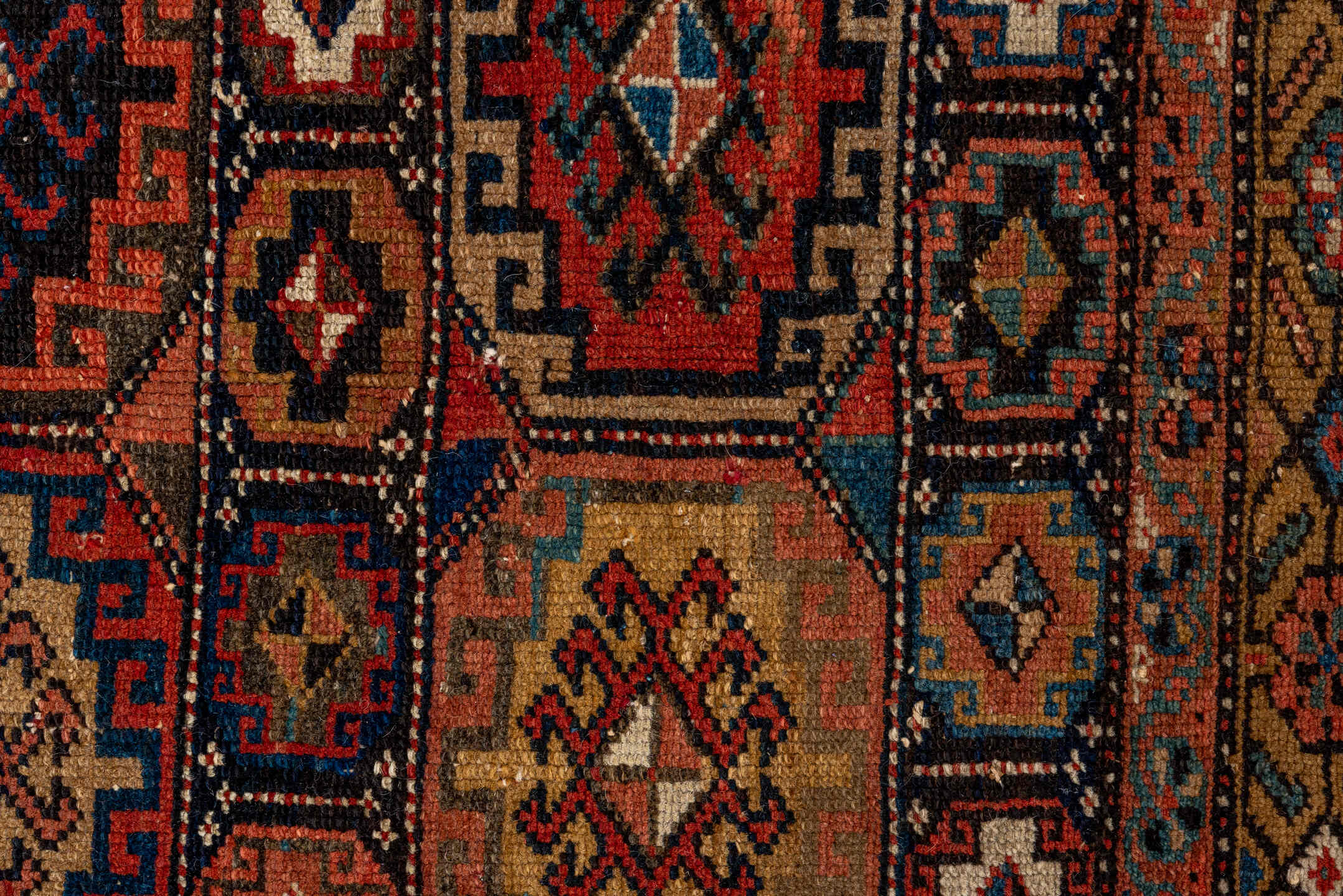 4' x 6' one-of-a-kind handmade antique Malayer small size rug. Color palette: camel, navy, rust, terracotta, ivory, brown