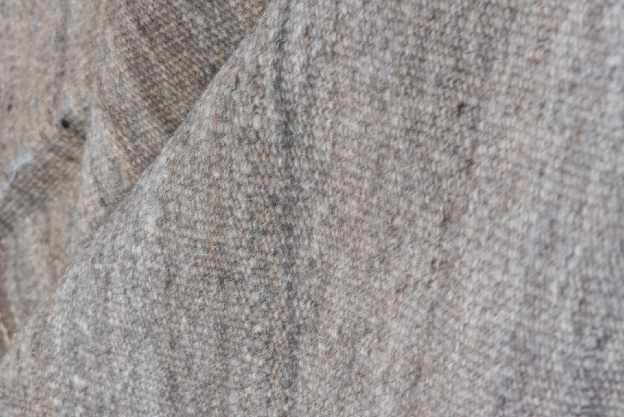 5' x 8' one-of-a-kind handmade vintage Kilim medium size rug. Color palette: taupe, brown, gray, charcoal, ivory, beige