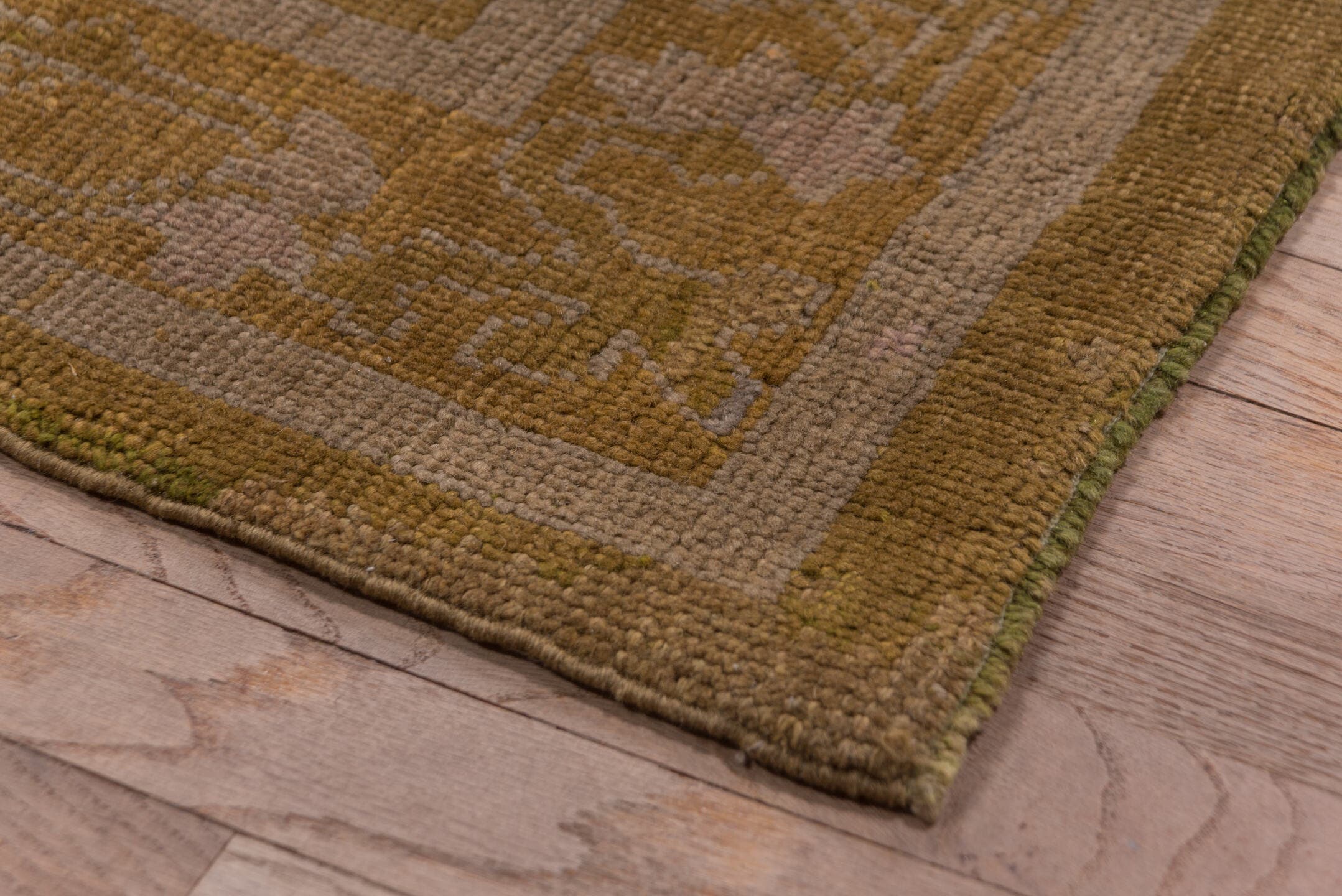 2' x 14' one-of-a-kind handmade vintage Tulu runner rug. Color palette: camel, taupe, dusty rose, beige, light brown, gray
