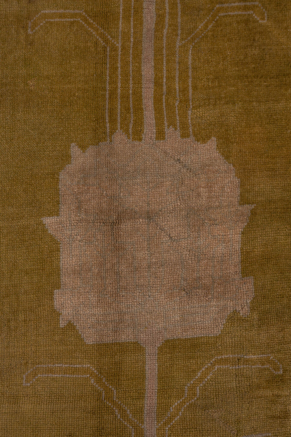 2' x 14' one-of-a-kind handmade vintage Tulu runner rug. Color palette: camel, taupe, dusty rose, beige, light brown, gray