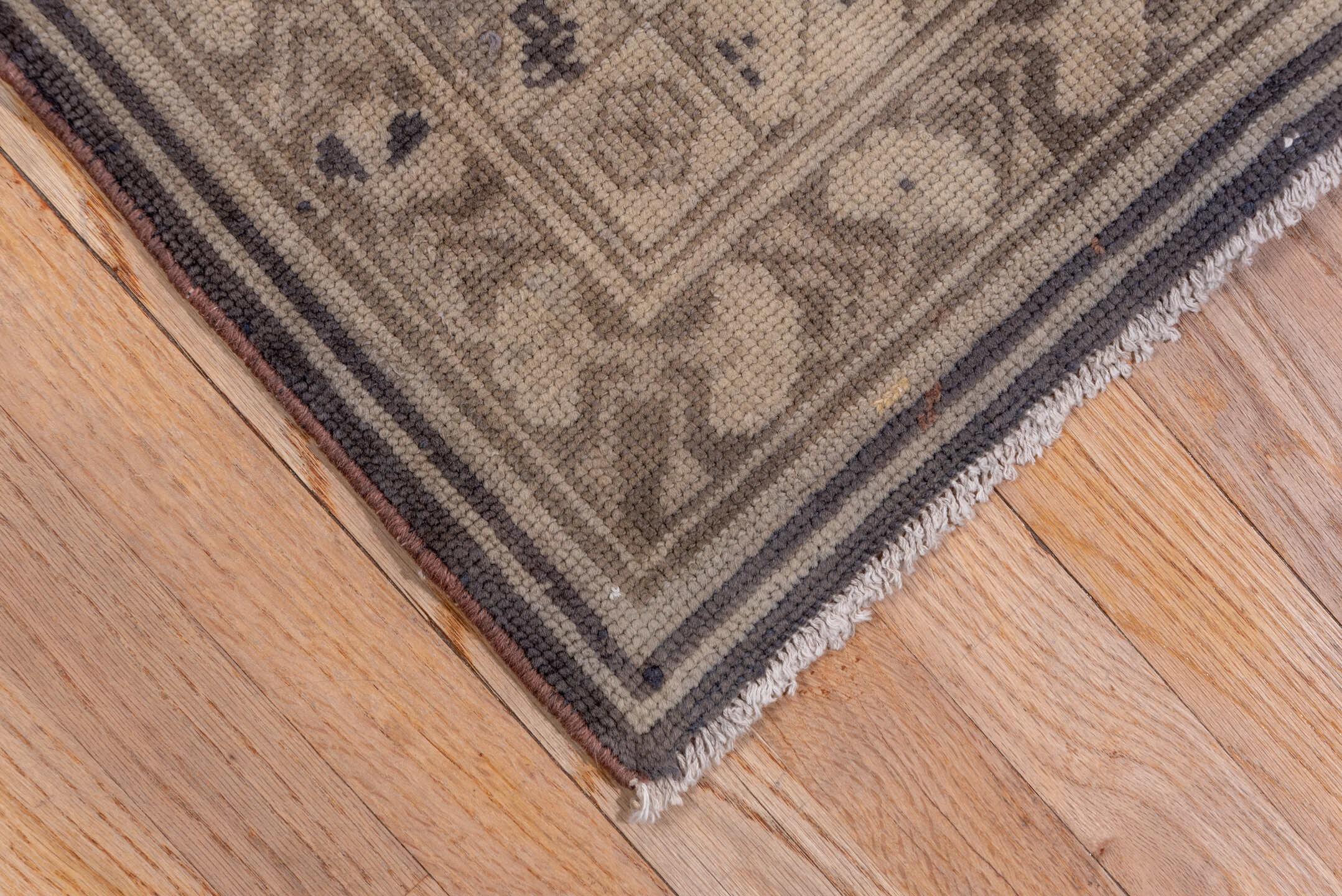 12' x 15' one-of-a-kind handmade antique Sivas oversize rug. Color palette: ivory, taupe, blue gray, camel, slate, beige