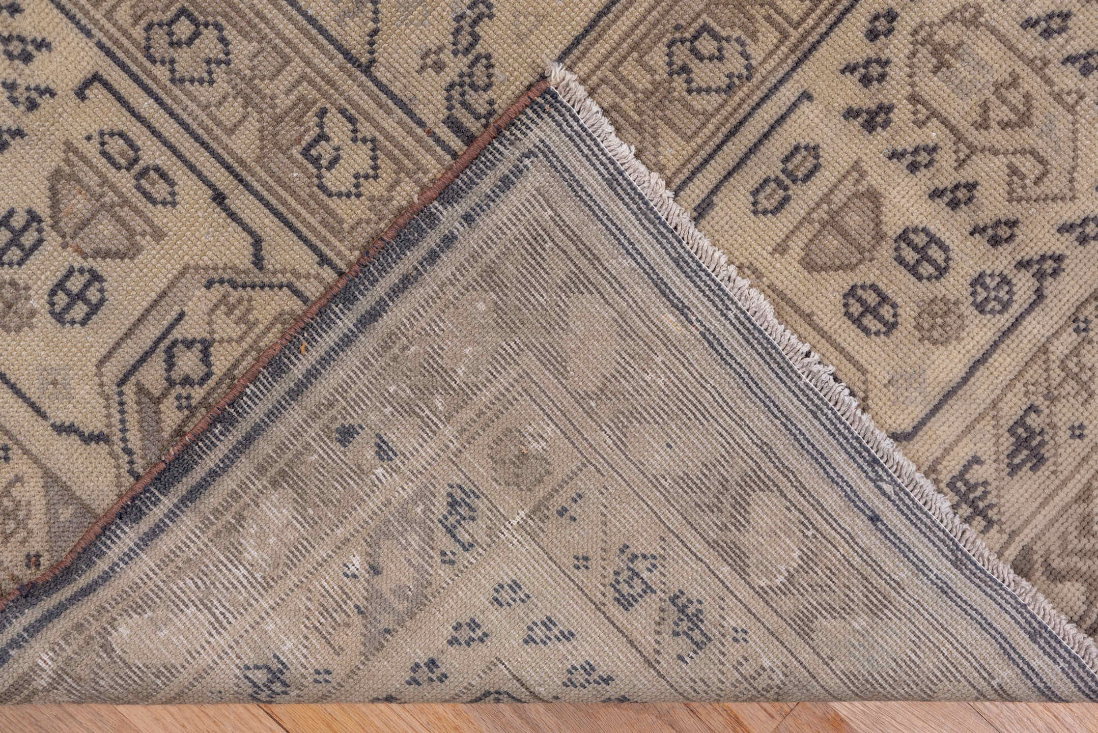 12' x 15' one-of-a-kind handmade antique Sivas oversize rug. Color palette: ivory, taupe, blue gray, camel, slate, beige