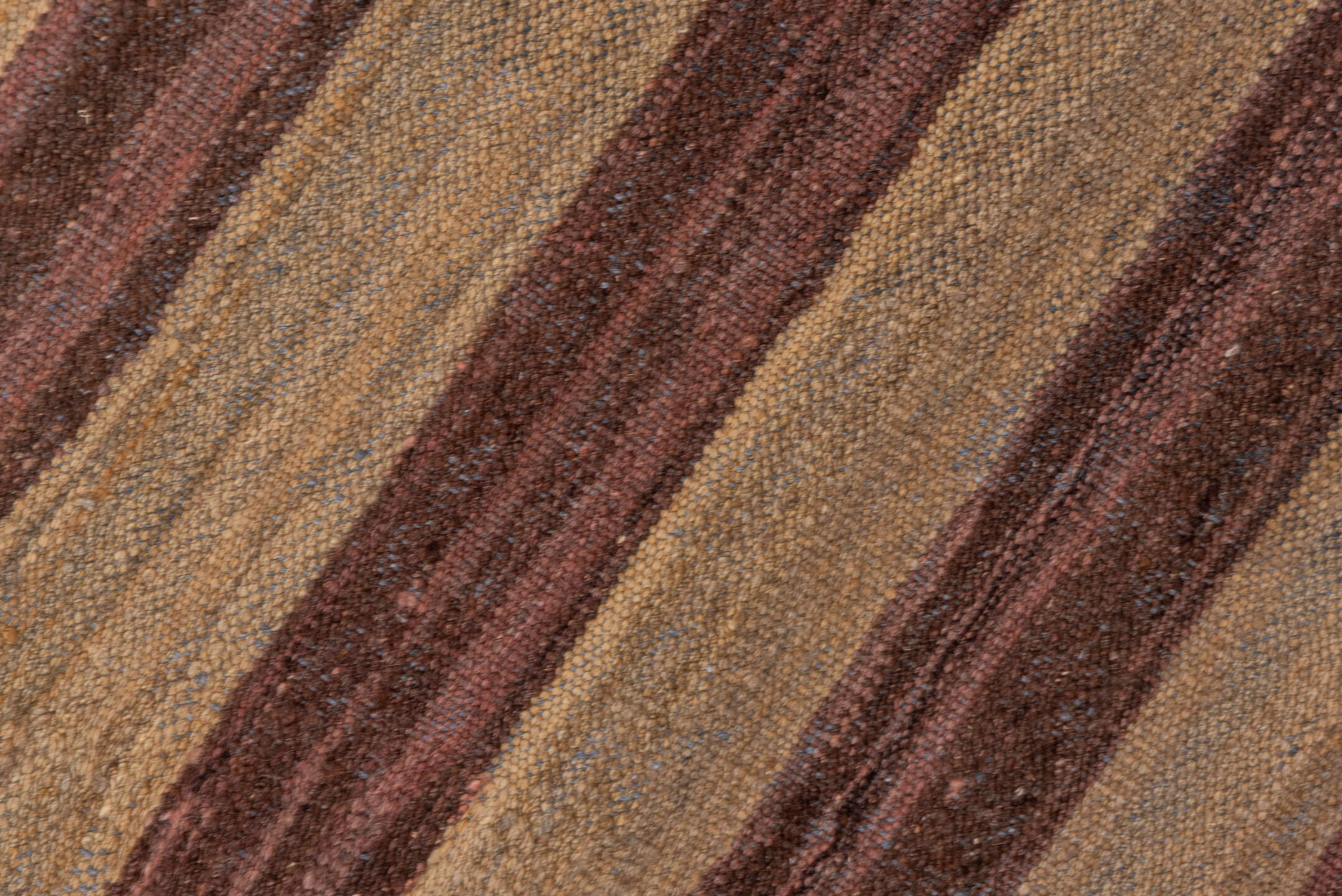 5' x 8' one-of-a-kind handmade vintage Kilim medium size rug. Color palette: brown, camel, taupe, mahogany, charcoal, beige
