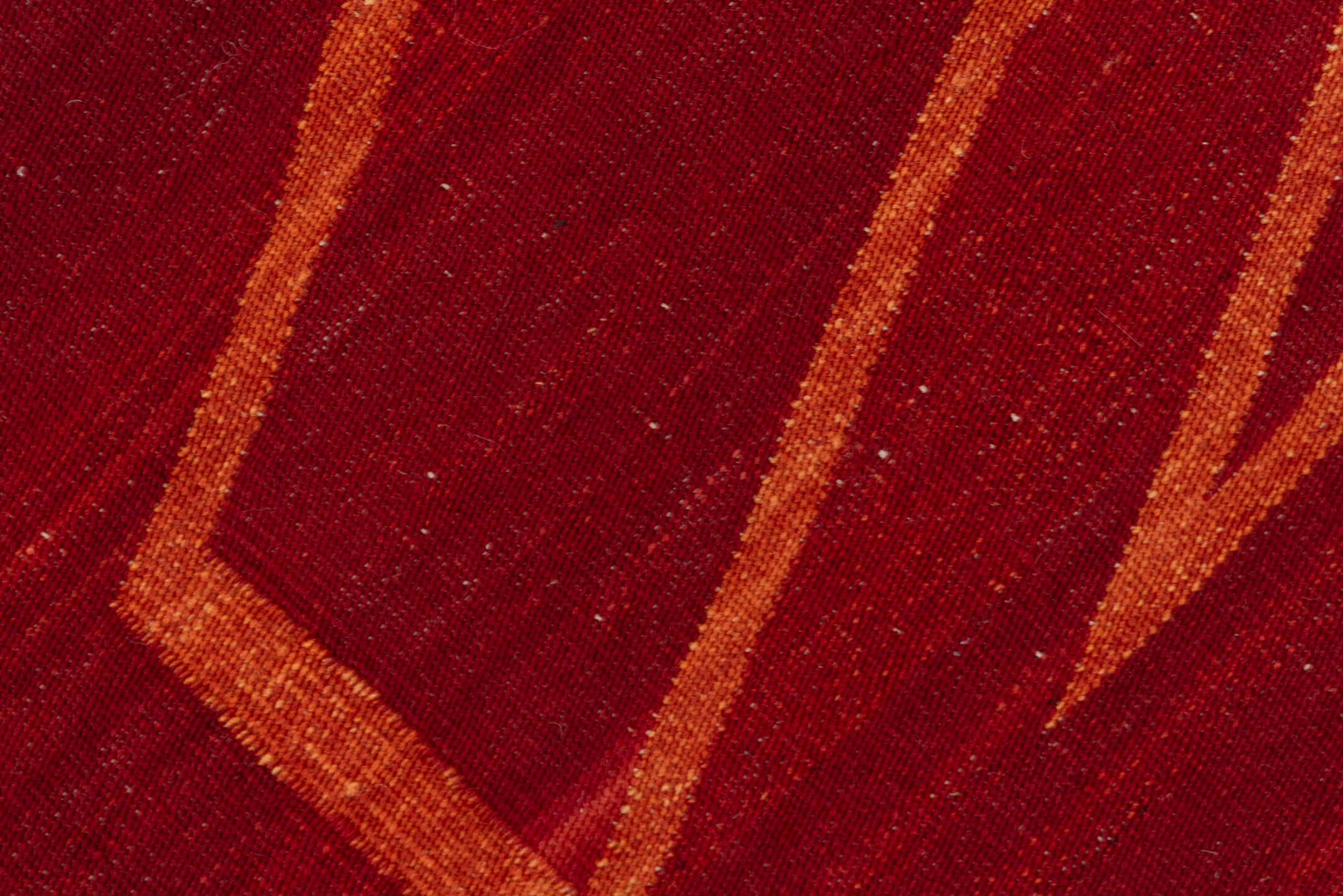 5' x 8' one-of-a-kind handmade vintage Kilim medium size rug. Color palette: brown, off-white, pink, red, snow, white