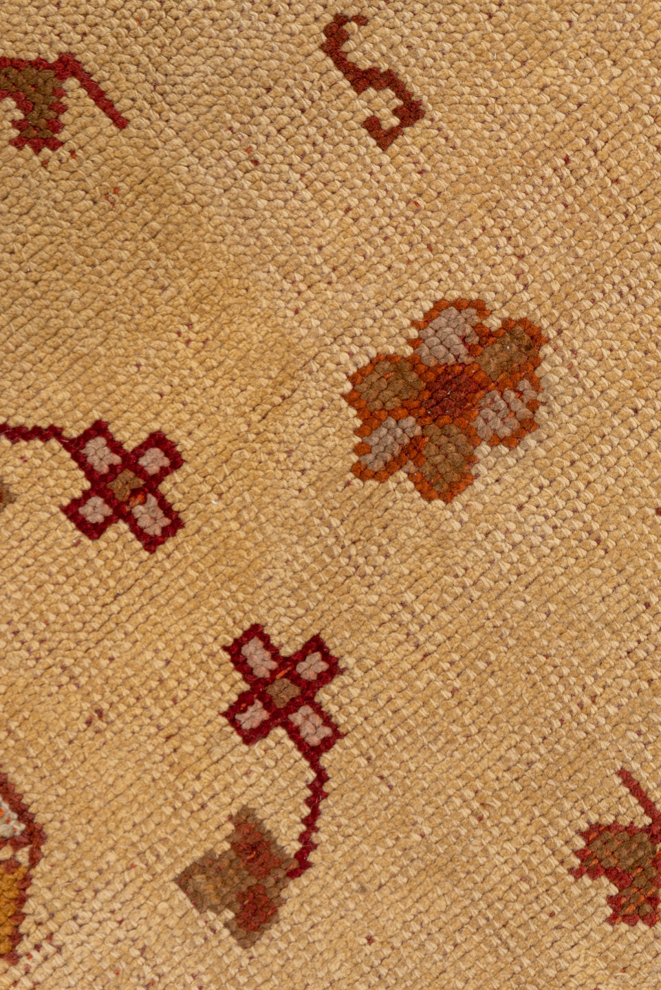 8' x 10' one-of-a-kind handmade antique Oushak large size rug. Color palette: ivory, rust, terra cotta, gold, taupe