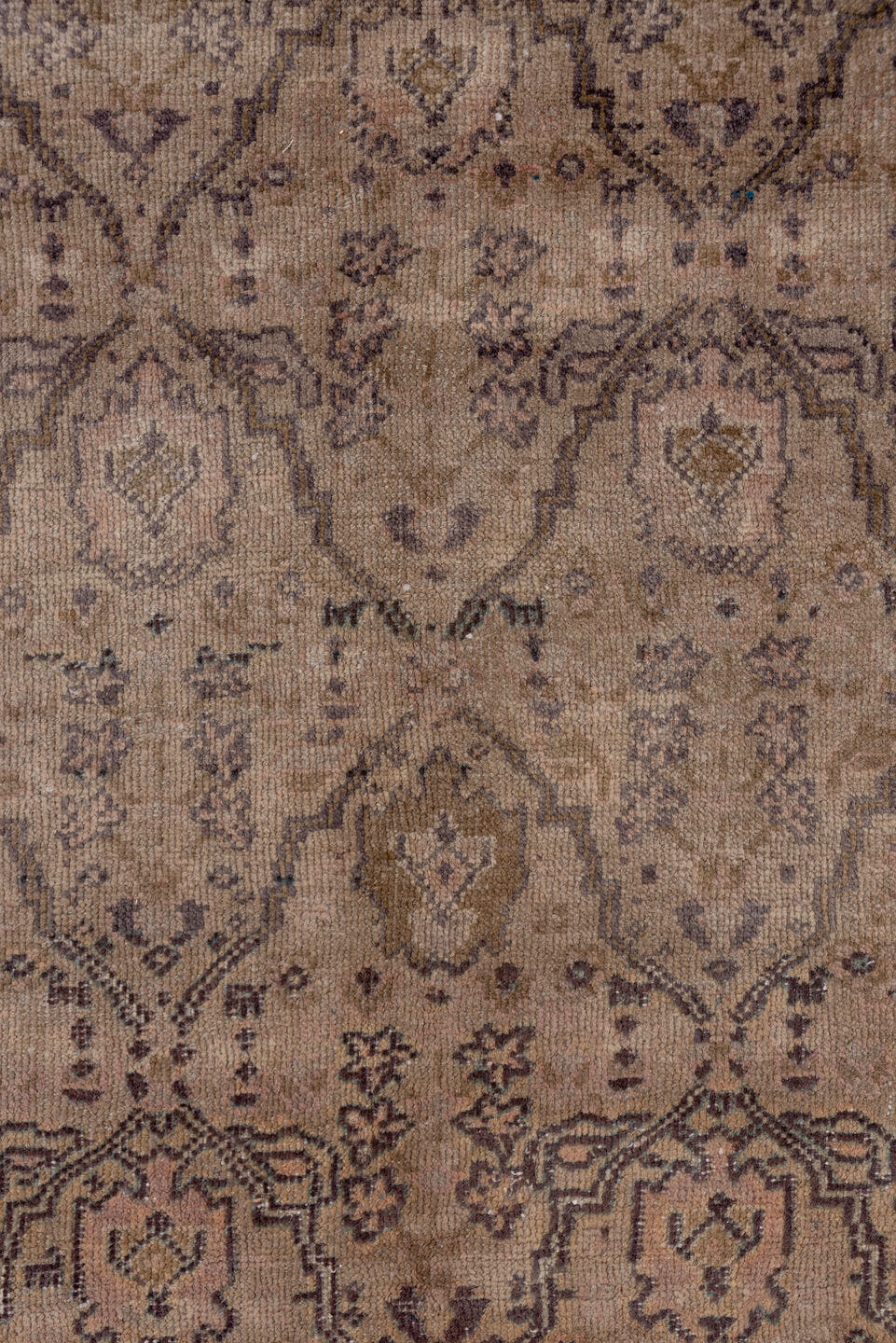 8' x 12' one-of-a-kind handmade antique Sivas large size rug. Color palette: taupe, beige, charcoal, brown, ivory, gray
