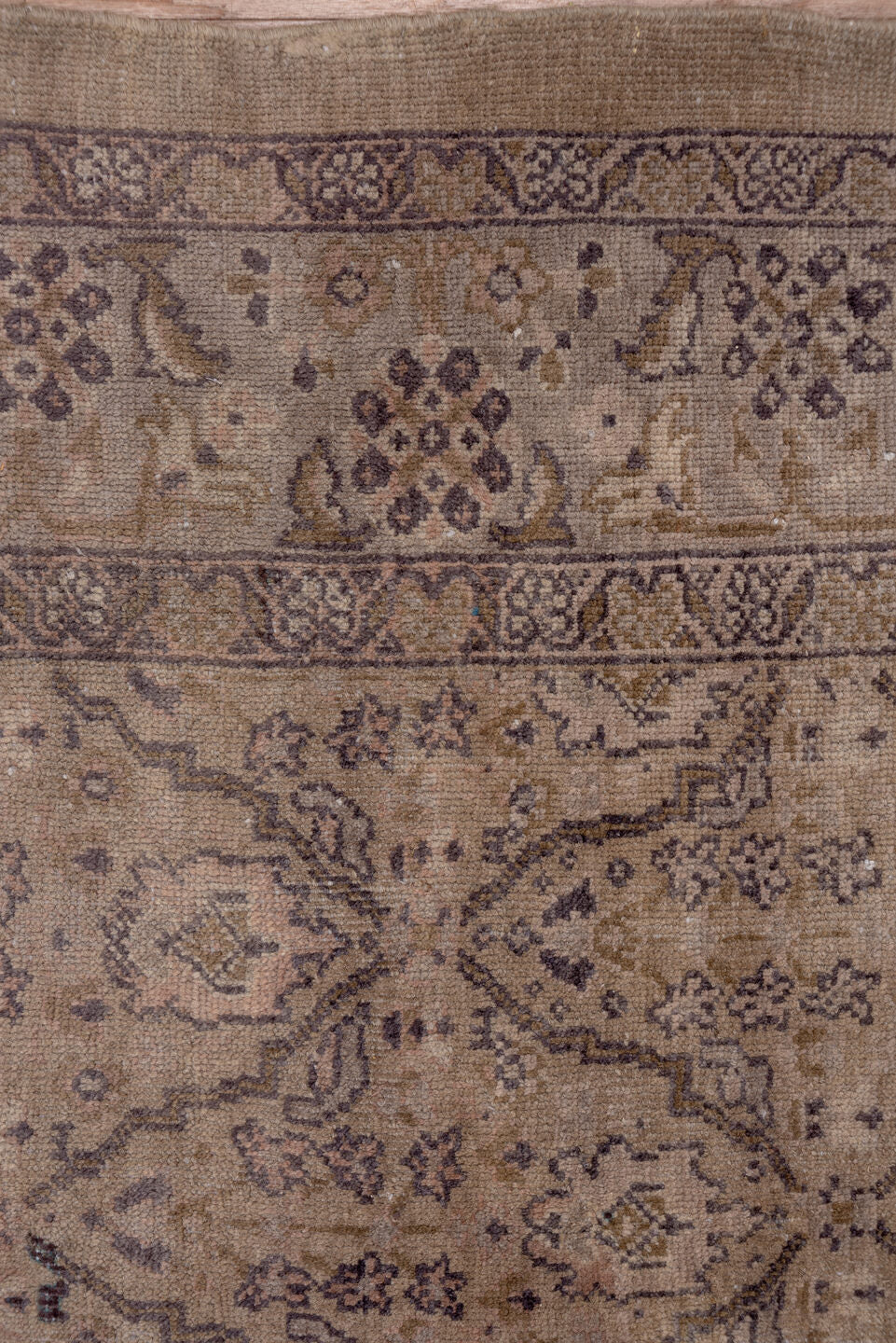 8' x 12' one-of-a-kind handmade antique Sivas large size rug. Color palette: taupe, beige, charcoal, brown, ivory, gray
