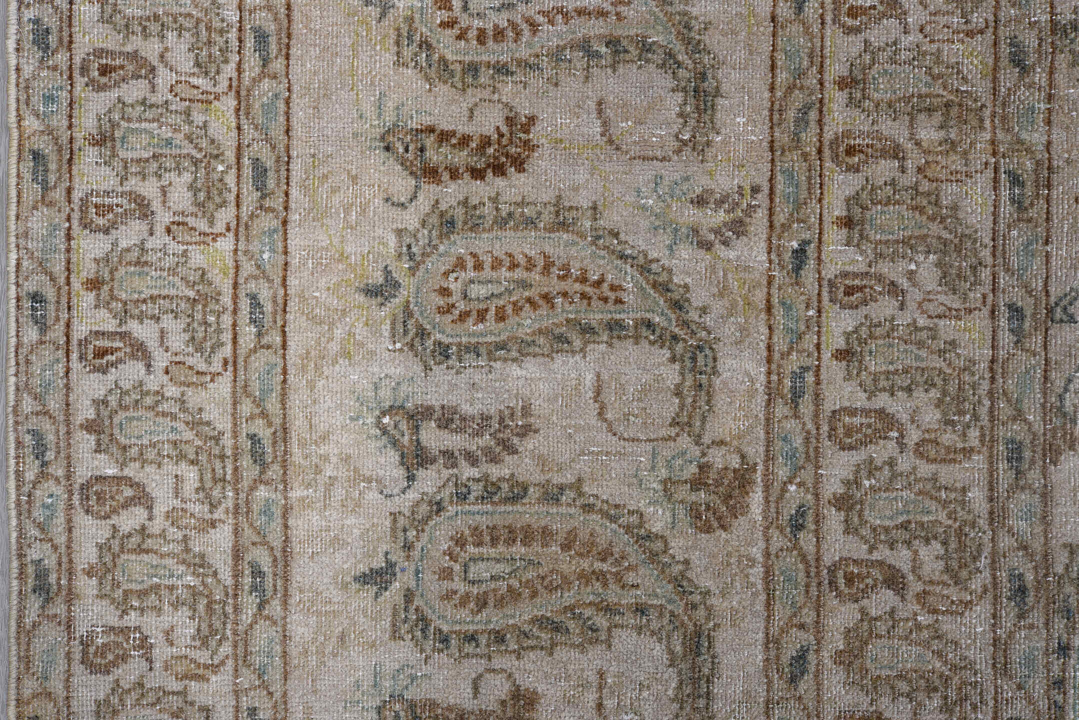 9' x 13' one-of-a-kind handmade vintage Sivas large size rug. Color palette: black, blue, brown, charcoal, dim gray, fiord