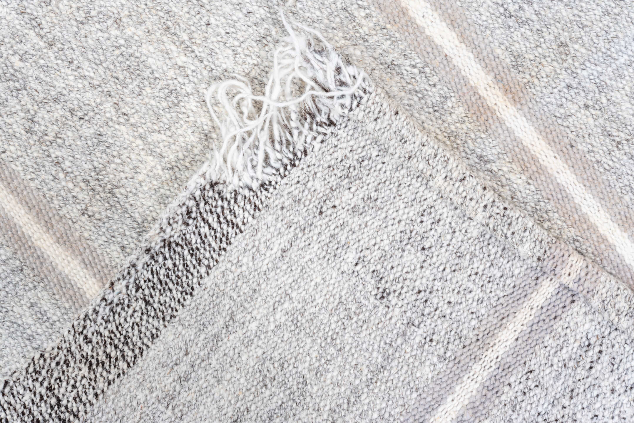 2' x 7' one-of-a-kind handmade antique Flatweave runner rug. Color palette: ivory, light gray, silver, cream, gray