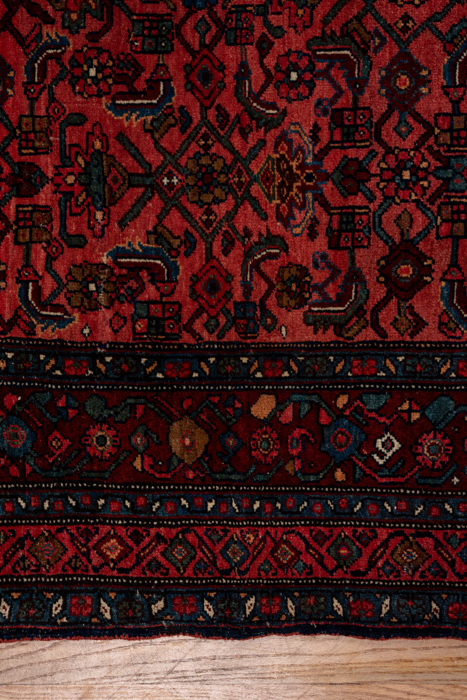 13' x 17' one-of-a-kind handmade vintage Oushak oversize rug. Color palette: terracotta, navy, rust, burgundy, ivory, slate