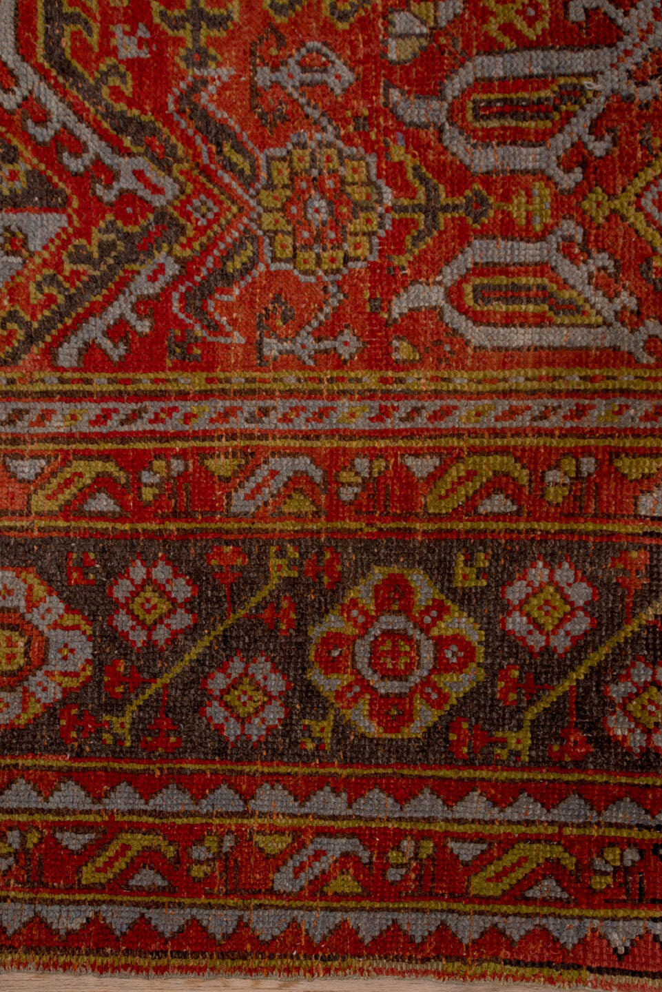 12' x 13' one-of-a-kind handmade vintage Oushak oversize rug. Color palette: rust, terracotta, charcoal, ivory, taupe, rose