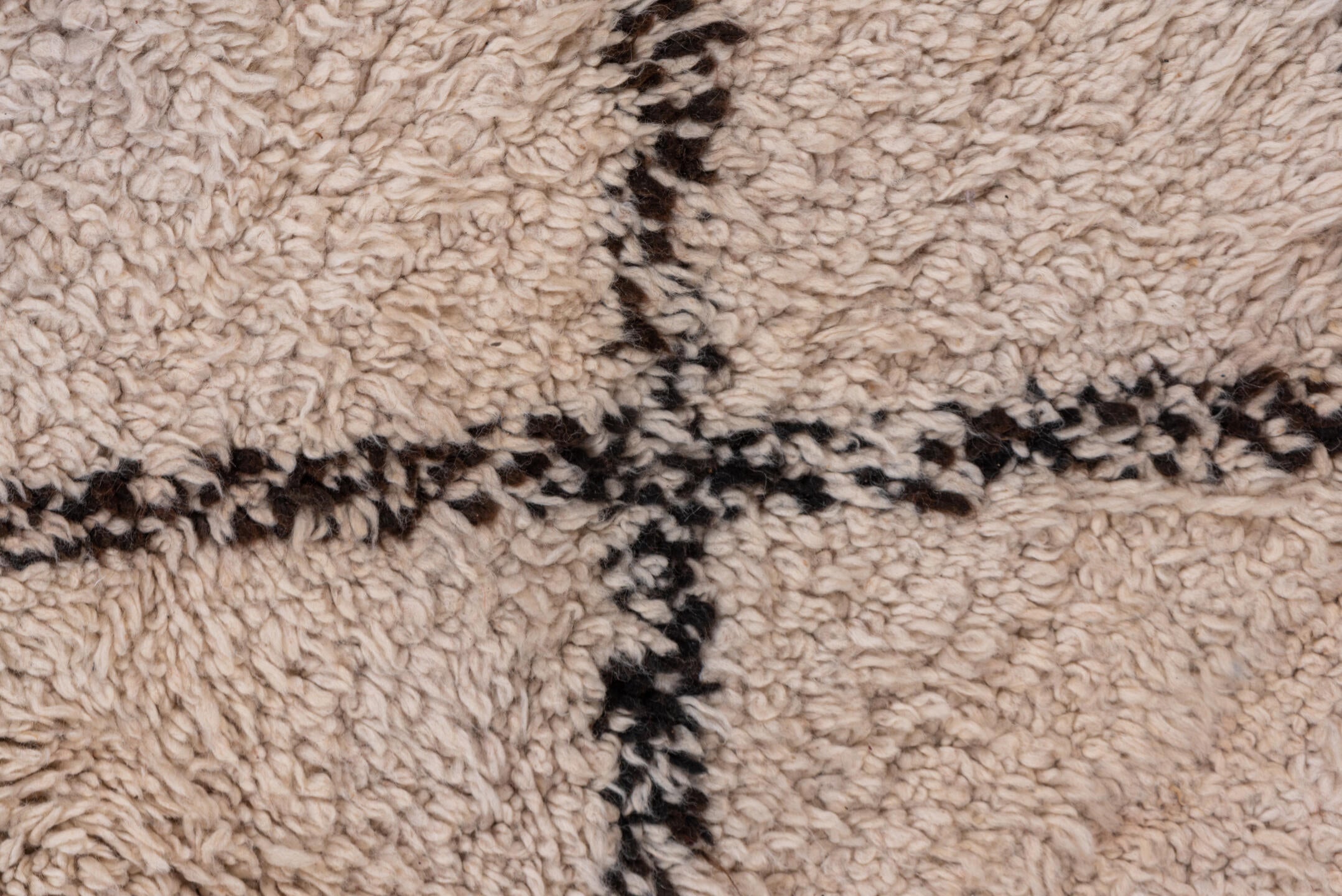 5' x 14' one-of-a-kind handmade vintage Moroccan rug. Color palette: ivory, charcoal, brown, cream, gray, black