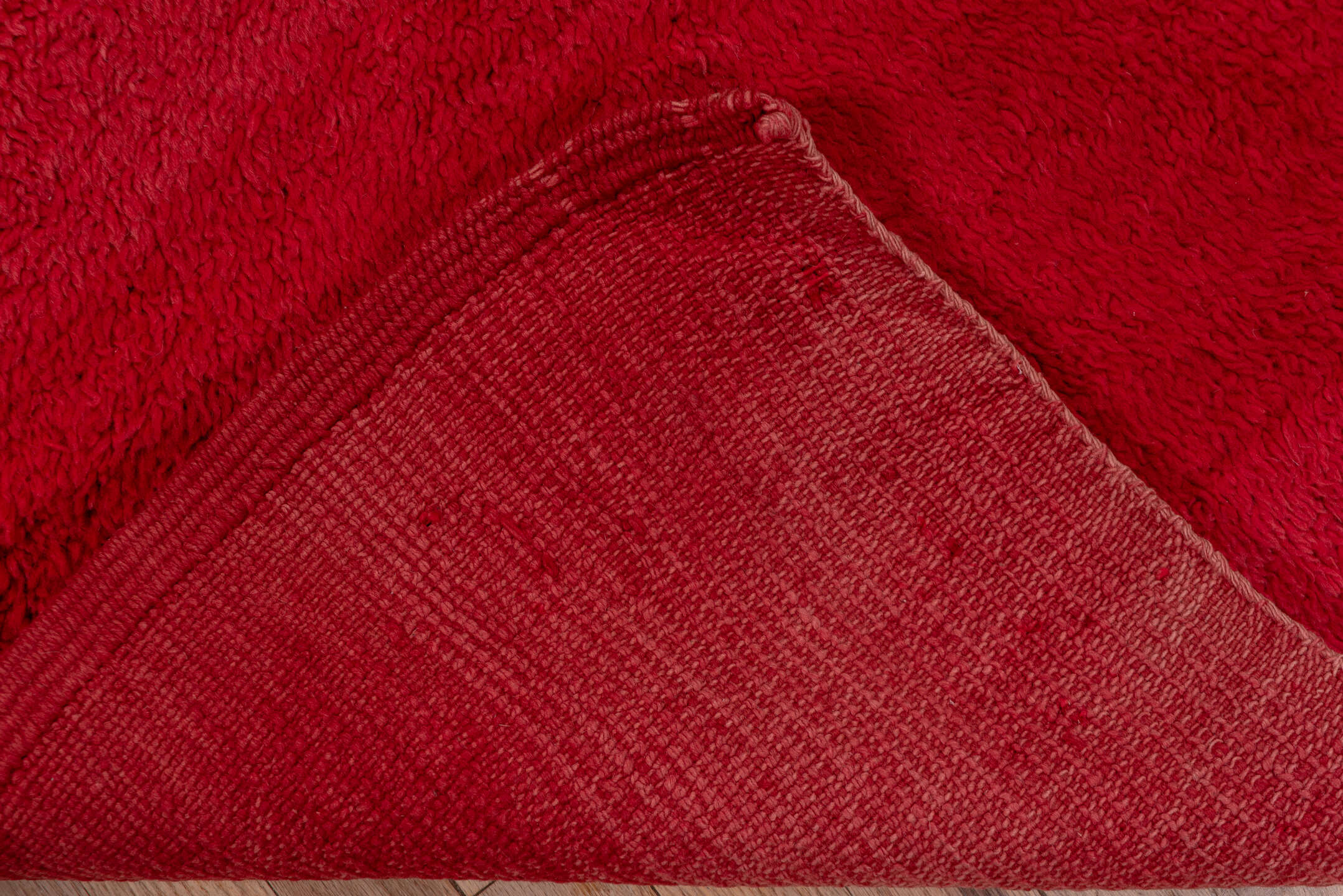 3' x 10' one-of-a-kind handmade vintage Moroccan runner rug. Color palette: crimson, burgundy, ruby, red