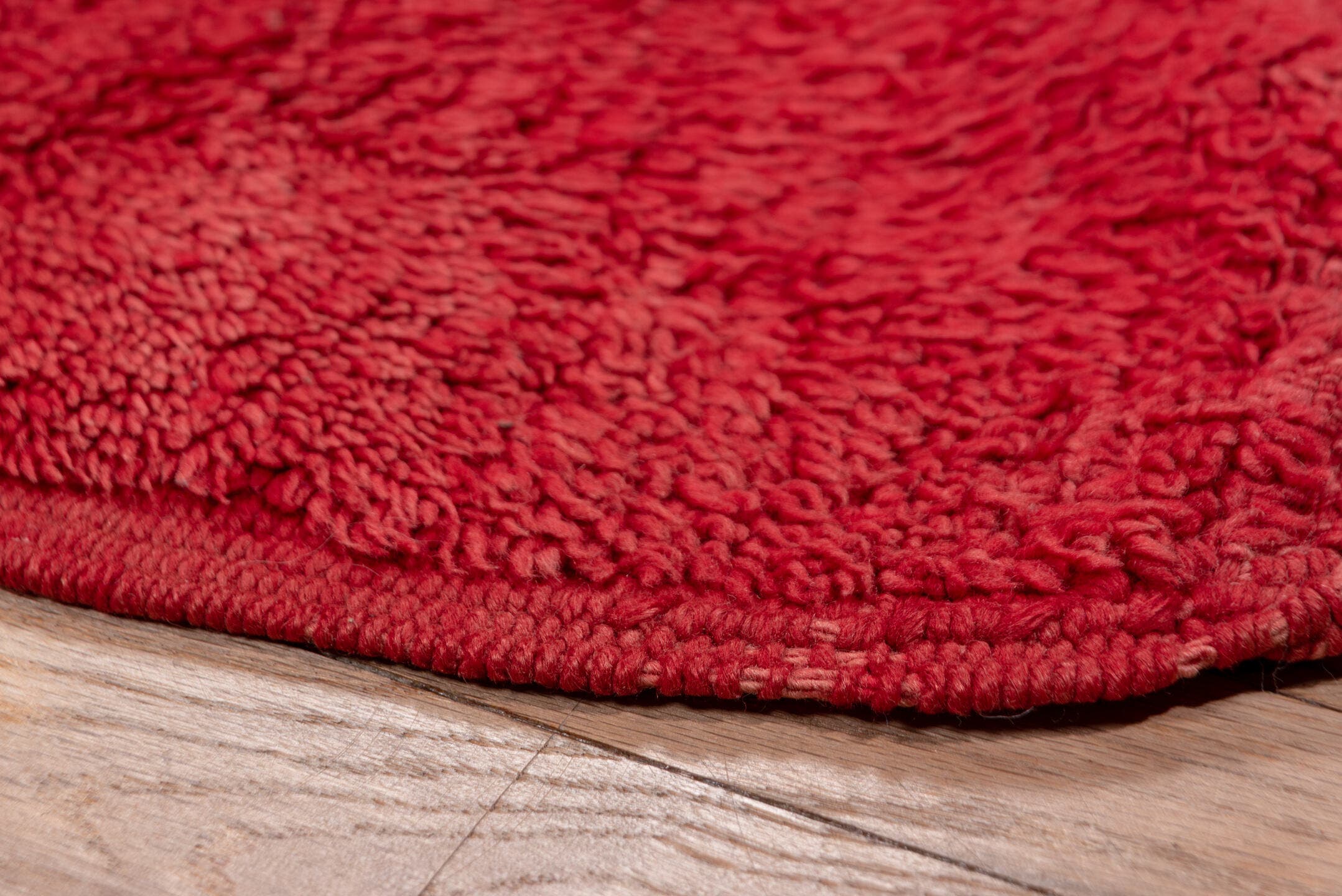 3' x 10' one-of-a-kind handmade vintage Moroccan runner rug. Color palette: crimson, burgundy, ruby, red