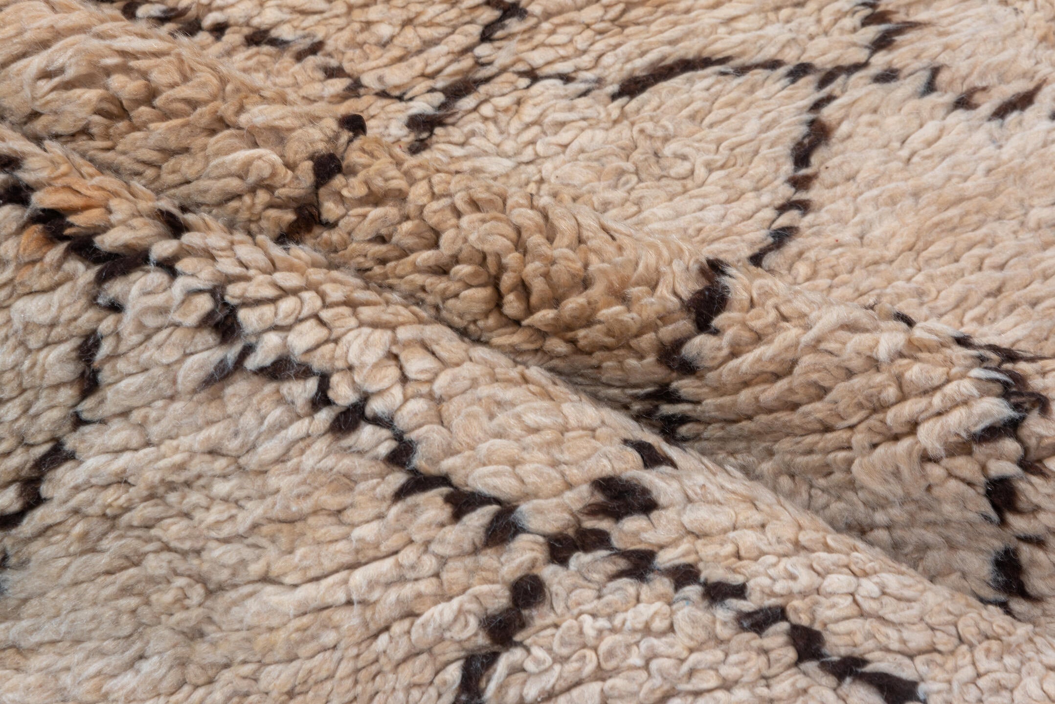 3' x 9' one-of-a-kind handmade vintage Moroccan runner rug. Color palette: brown, gray, off-white, pink, snow, white