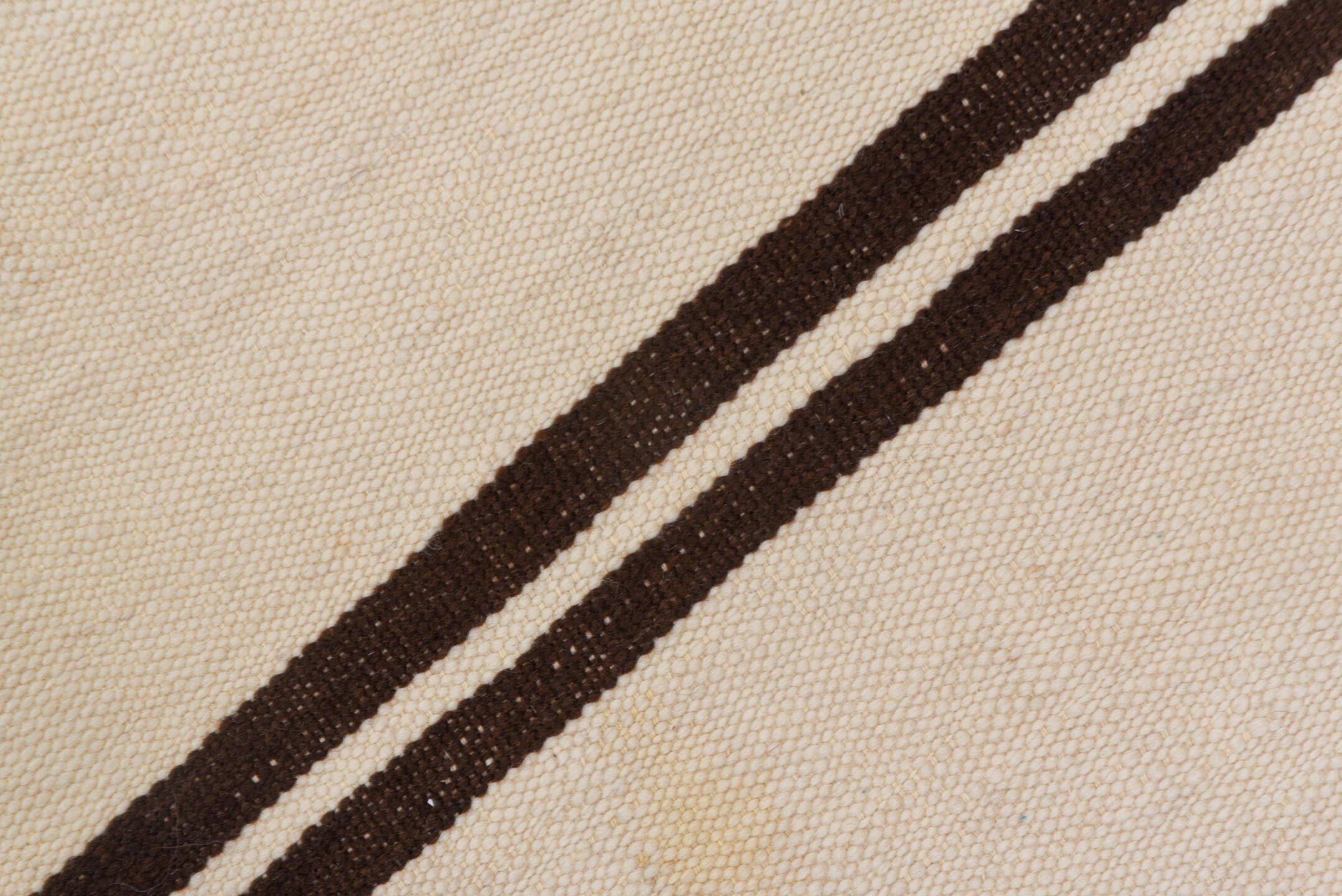 5' x 10' one-of-a-kind handmade vintage Blanket medium size rug. Color palette: ivory, brown, cream, taupe, beige, gray