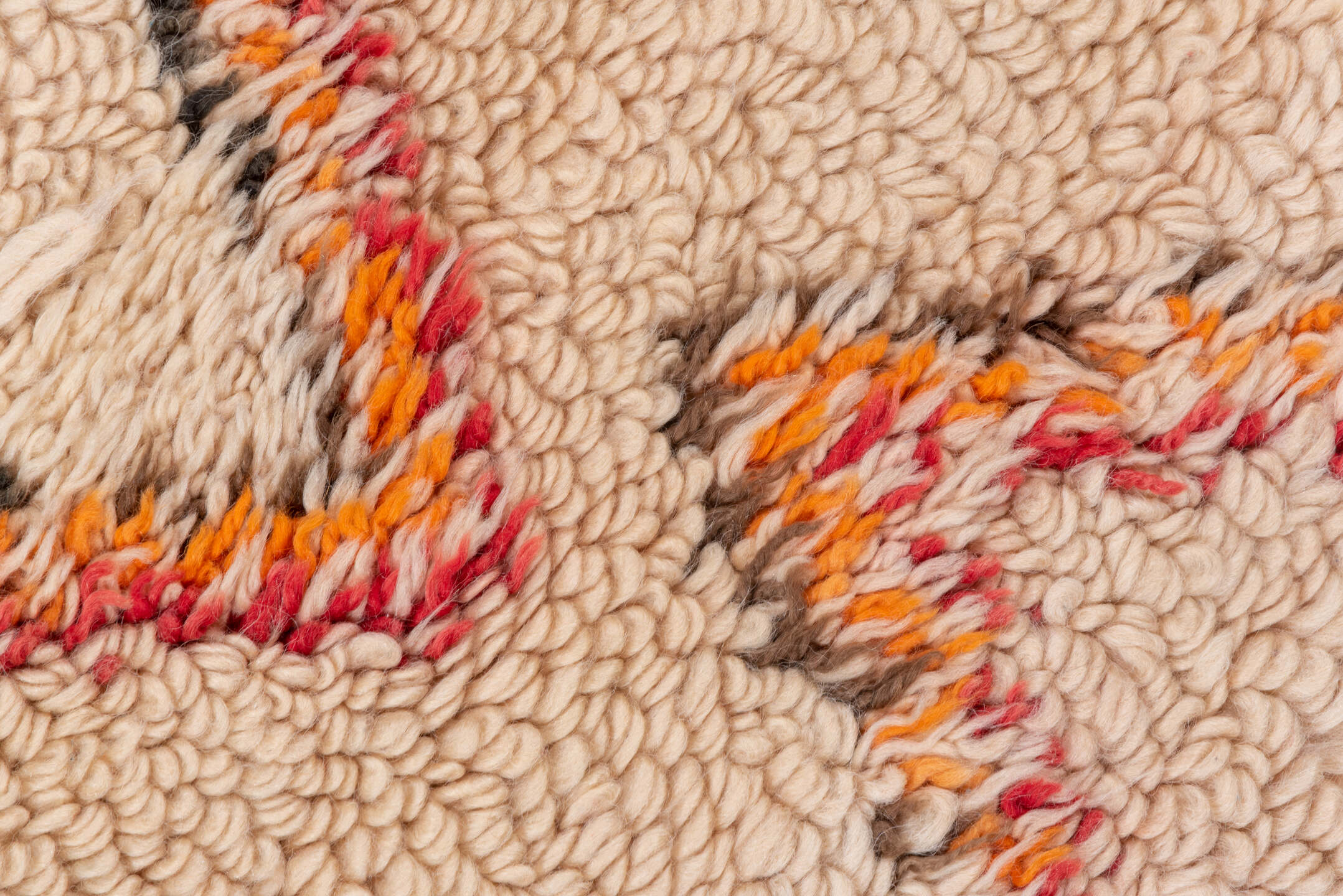 6' x 8' one-of-a-kind handmade vintage Moroccan medium size rug. Color palette: brown, gray, light gray, off-white, orange