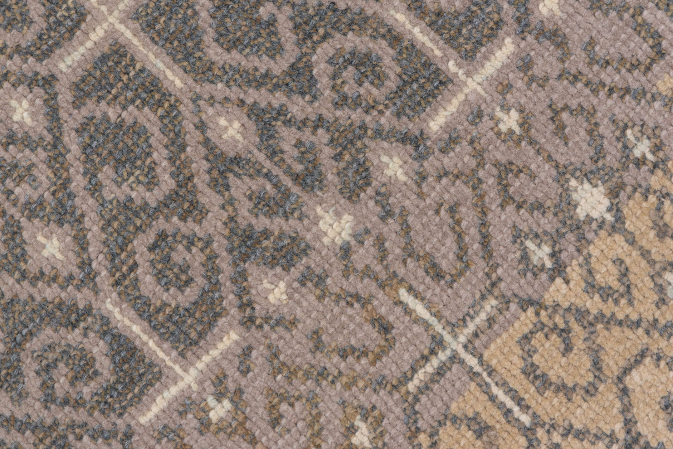 2' x 4' one-of-a-kind handmade vintage Konya small size rug. Color palette: brown, gray, light gray, off-white, pink, snow