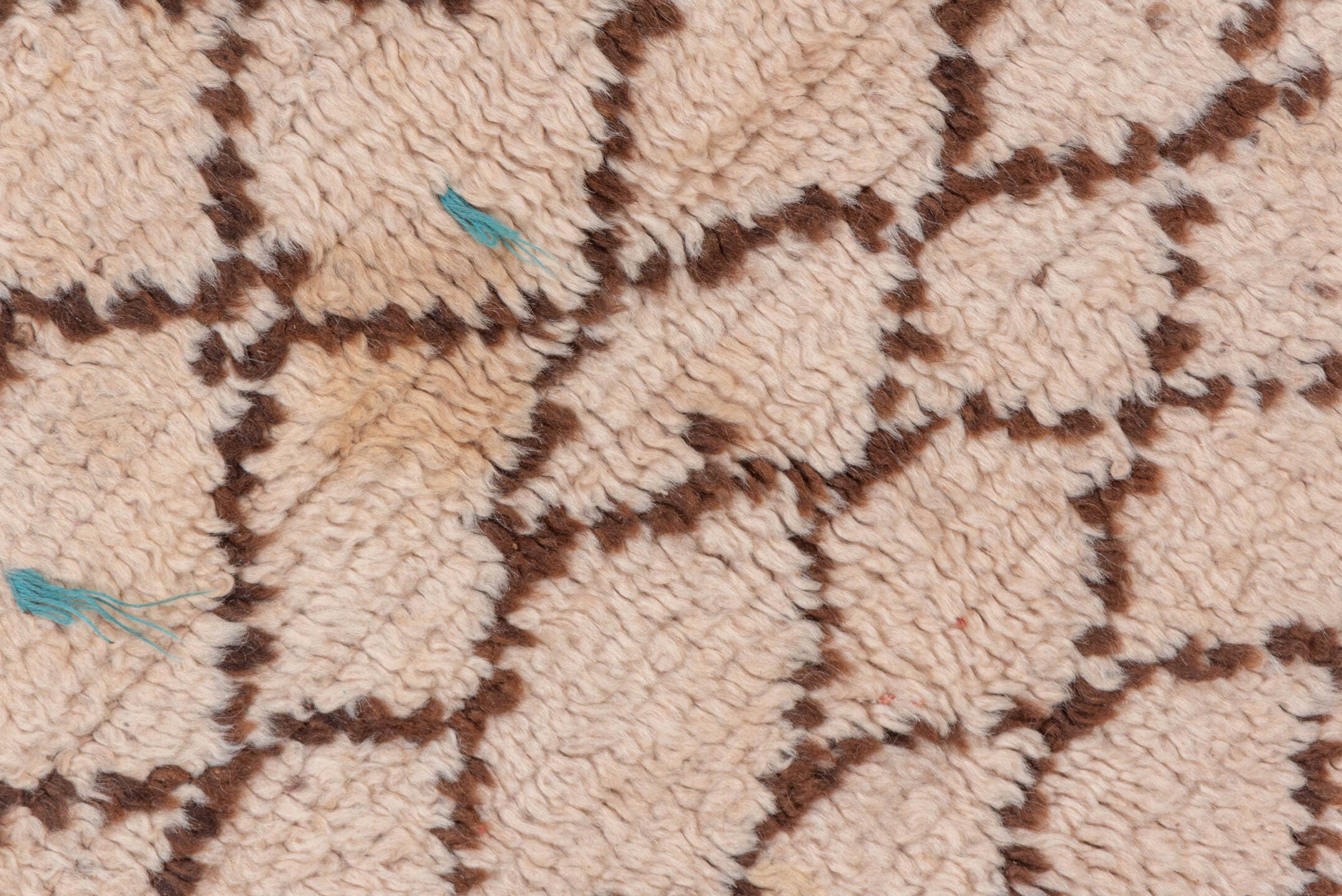 4' x 12' one-of-a-kind handmade vintage Moroccan runner rug. Color palette: ivory, brown, taupe, sky_blue, coral, beige