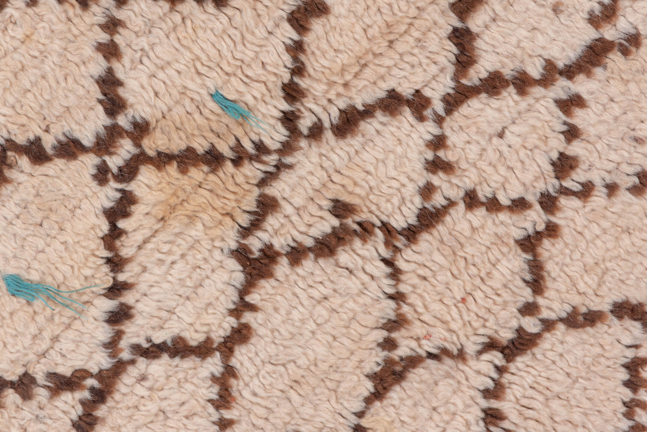 4' x 12' one-of-a-kind handmade vintage Moroccan runner rug. Color palette: ivory, brown, taupe, sky_blue, coral, beige