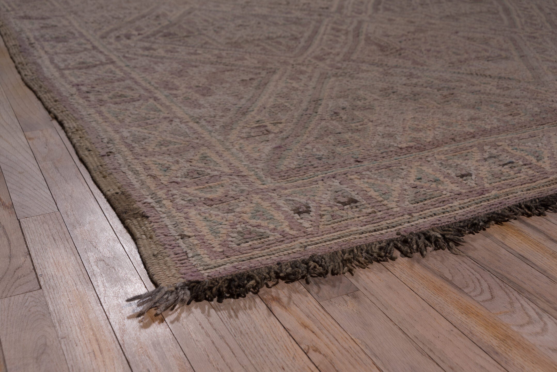 6' x 11' one-of-a-kind handmade vintage Moroccan large size rug. Color palette: taupe, mauve, dusty rose, brown, beige
