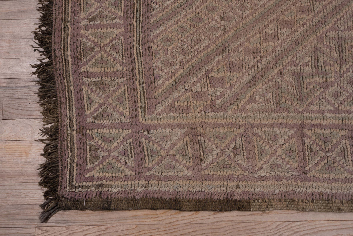 6' x 11' one-of-a-kind handmade vintage Moroccan large size rug. Color palette: taupe, mauve, dusty rose, brown, beige