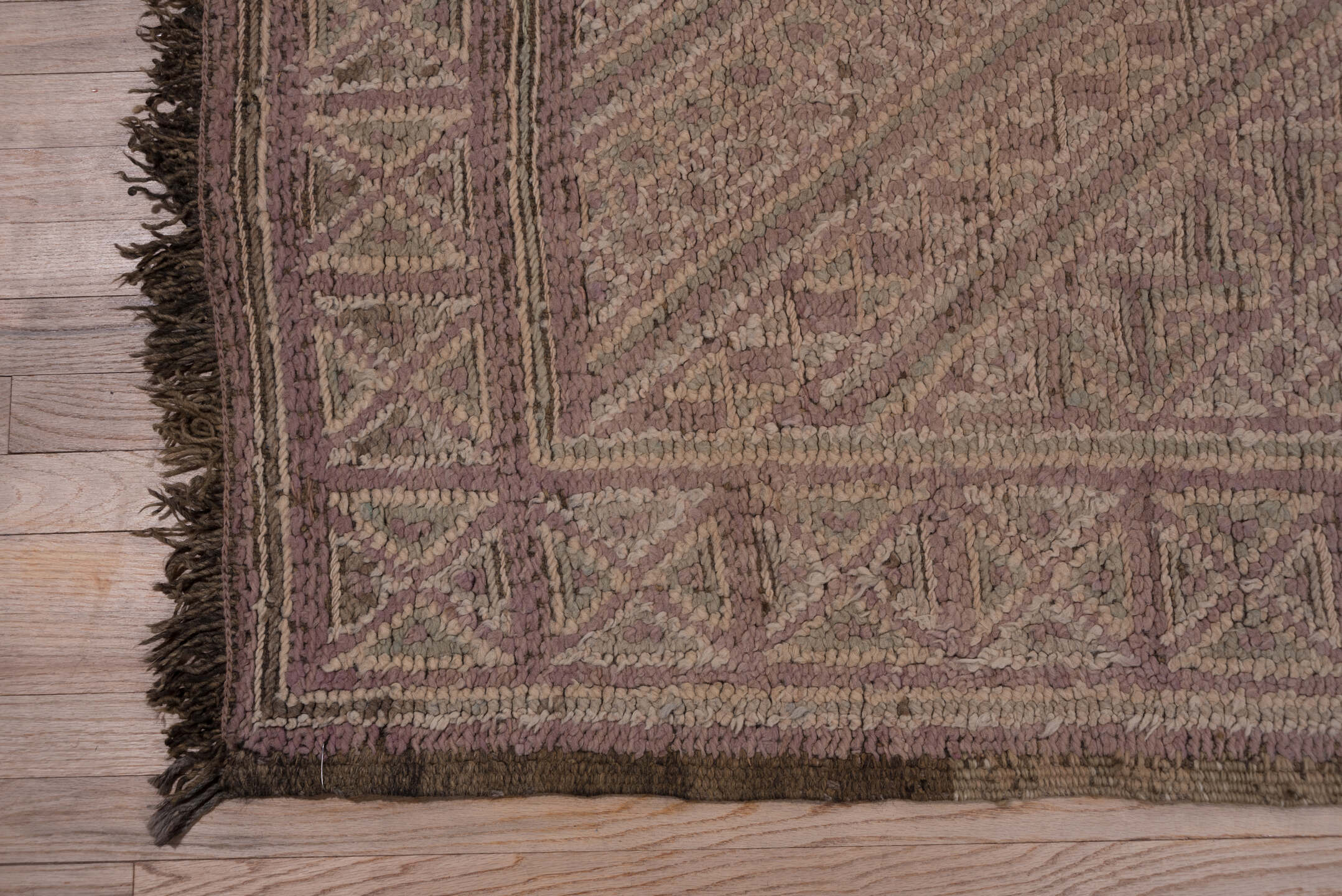 6' x 11' one-of-a-kind handmade vintage Moroccan large size rug. Color palette: taupe, mauve, dusty rose, brown, beige