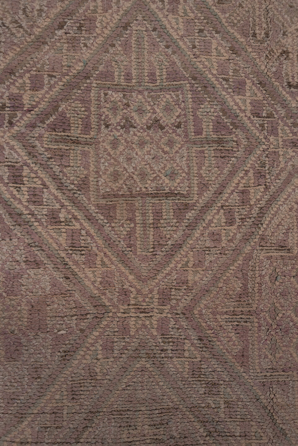 6' x 11' one-of-a-kind handmade vintage Moroccan large size rug. Color palette: taupe, mauve, dusty rose, brown, beige