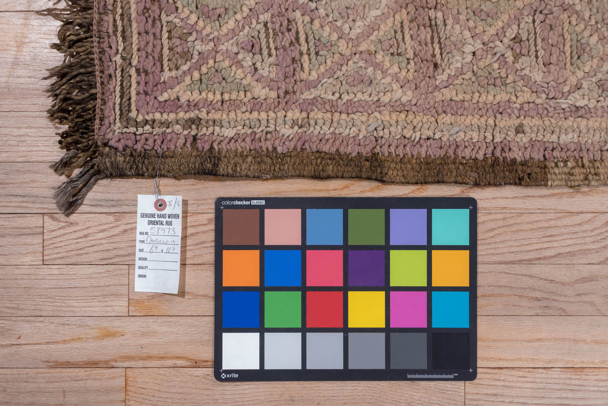 6' x 11' one-of-a-kind handmade vintage Moroccan large size rug. Color palette: taupe, mauve, dusty rose, brown, beige