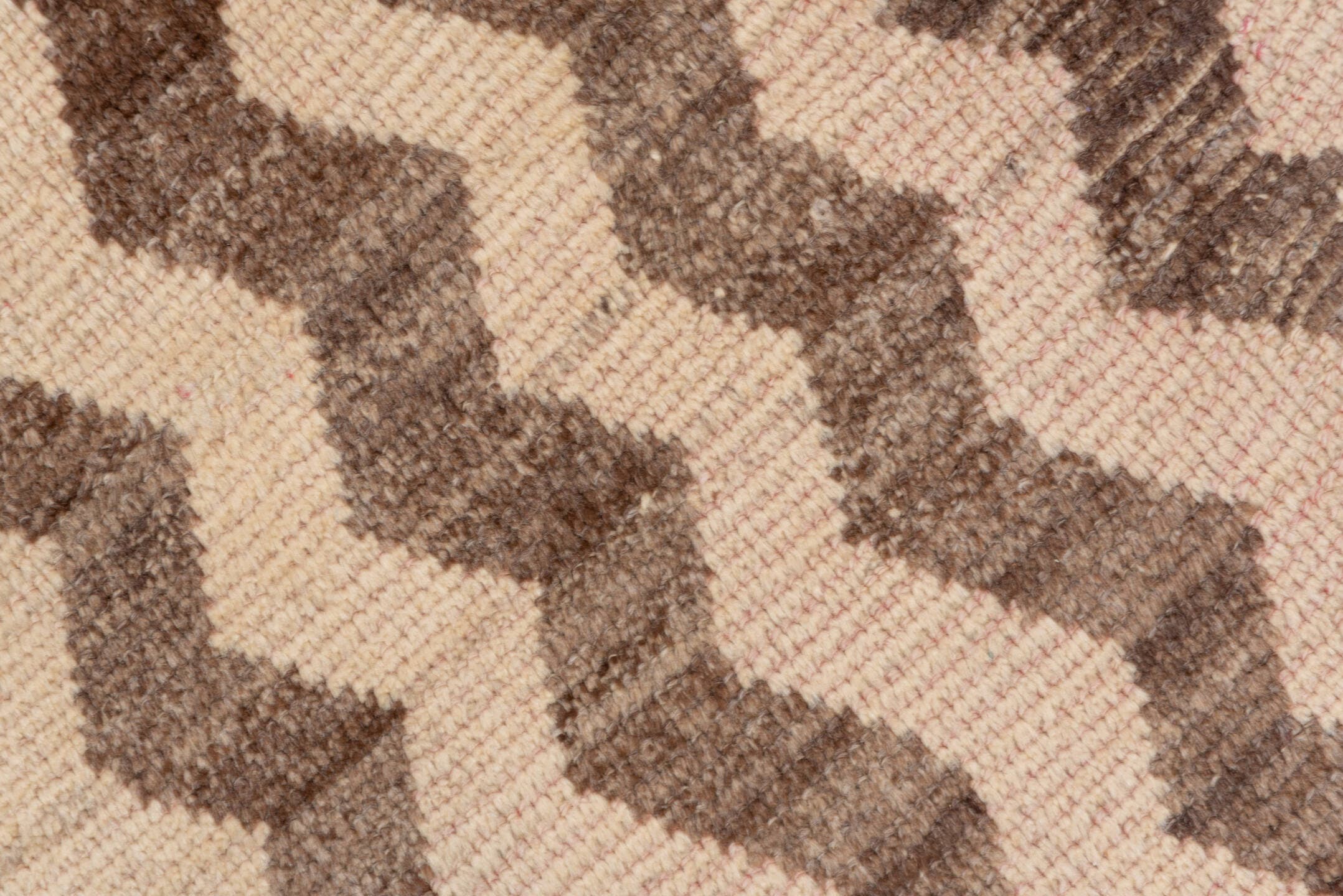 3' x 6' one-of-a-kind handmade vintage Tulu small size rug. Color palette: ivory, brown, taupe, beige, gray
