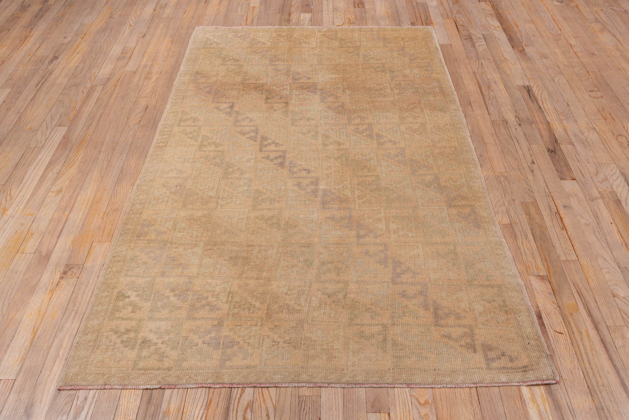 4' x 7' one-of-a-kind handmade vintage Anatolian rug. Color palette: beige, taupe, sand, ivory, muted lavender, stone, camel