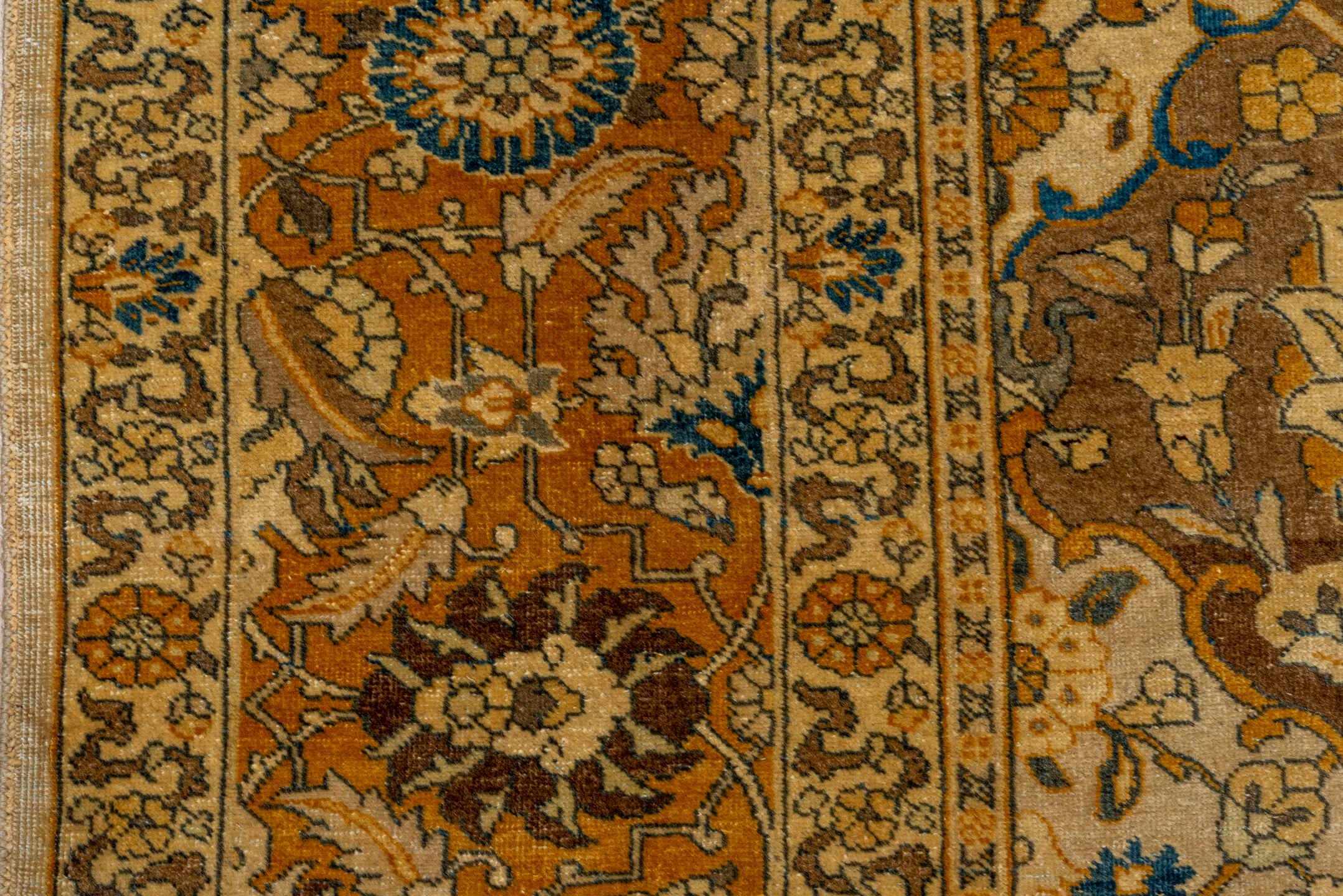 9' x 12' one-of-a-kind handmade vintage Tabriz large size rug. Color palette: black, blue, brown, burlywood, charcoal, gray