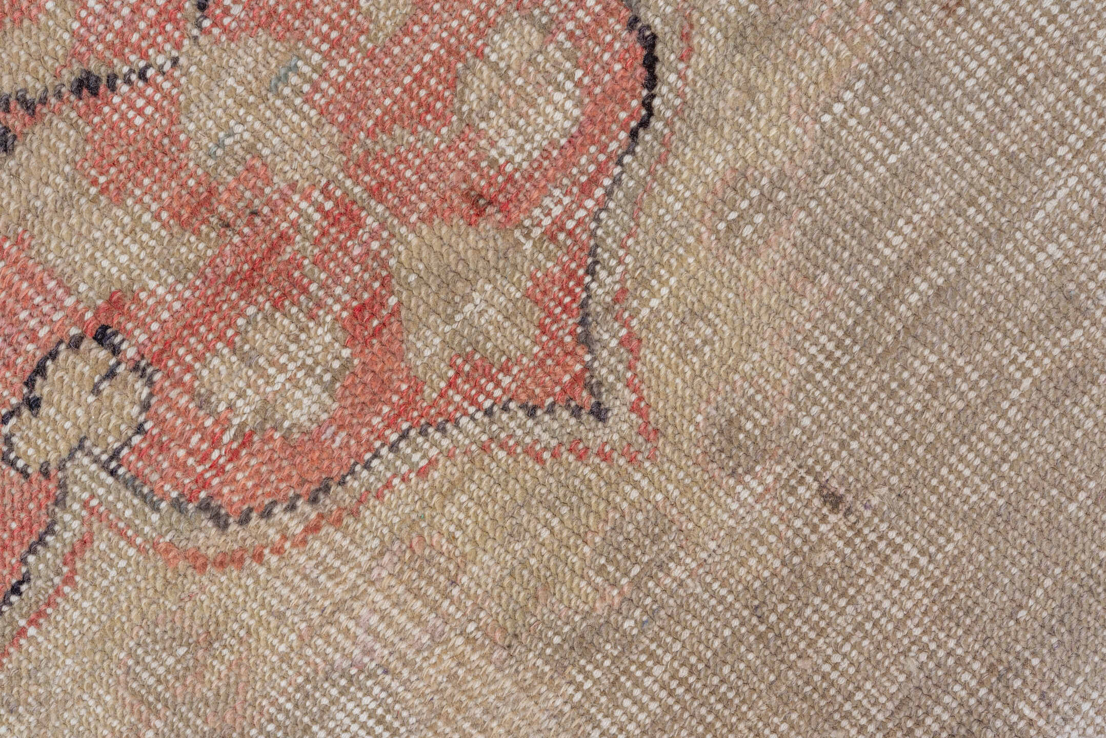 6' x 9' one-of-a-kind handmade antique Oushak medium size rug. Color palette: taupe, blush, ivory, charcoal, rose, beige