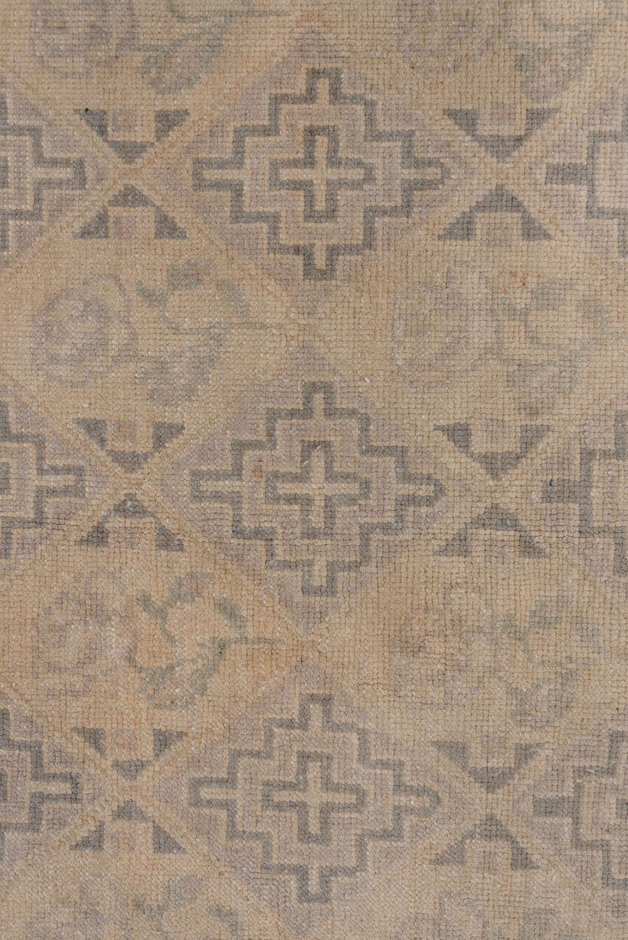 2' x 4' one-of-a-kind handmade vintage Oushak small size rug. Color palette: taupe, beige, camel, gray, rose, pink, red