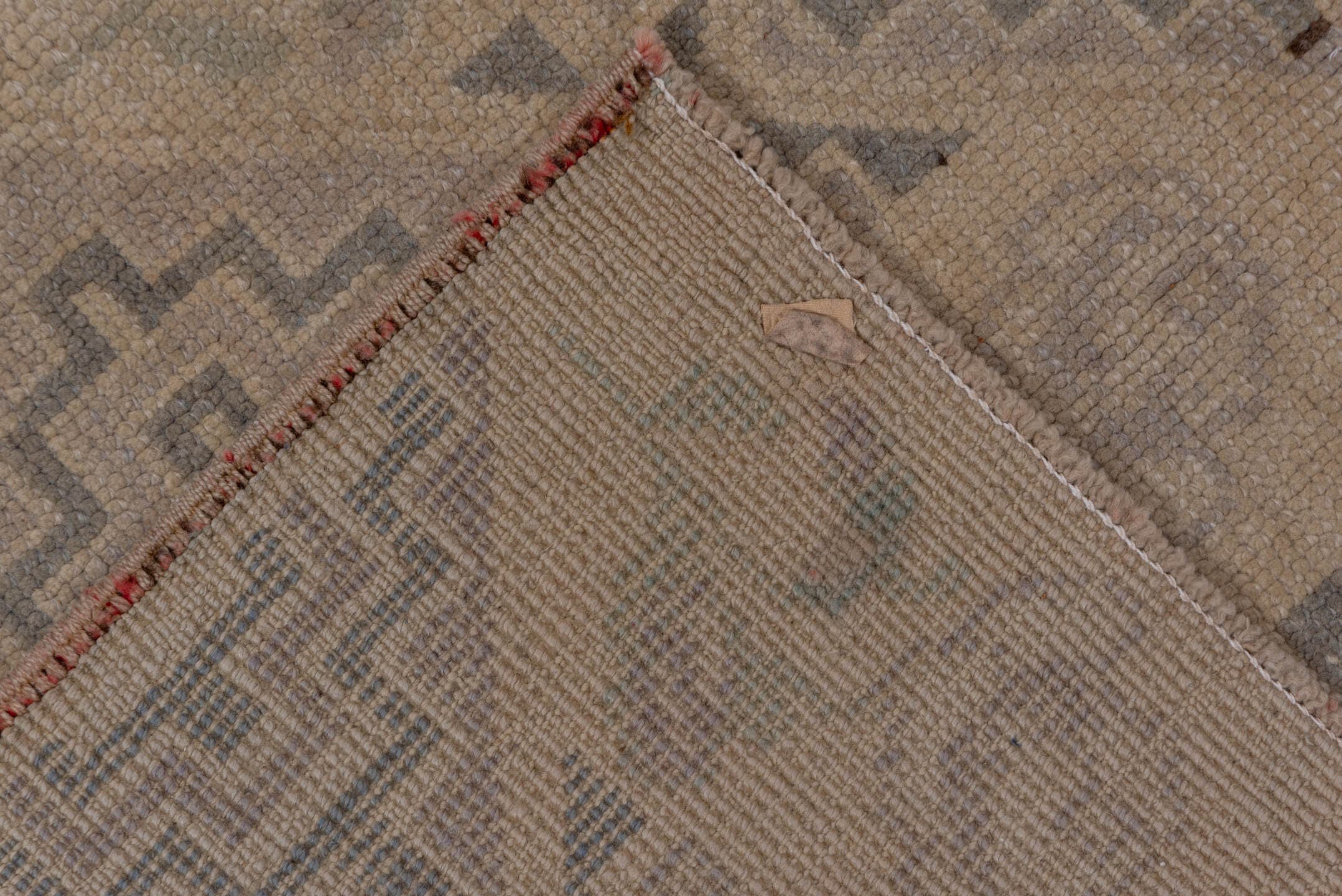 2' x 4' one-of-a-kind handmade vintage Oushak small size rug. Color palette: taupe, beige, camel, gray, rose, pink, red