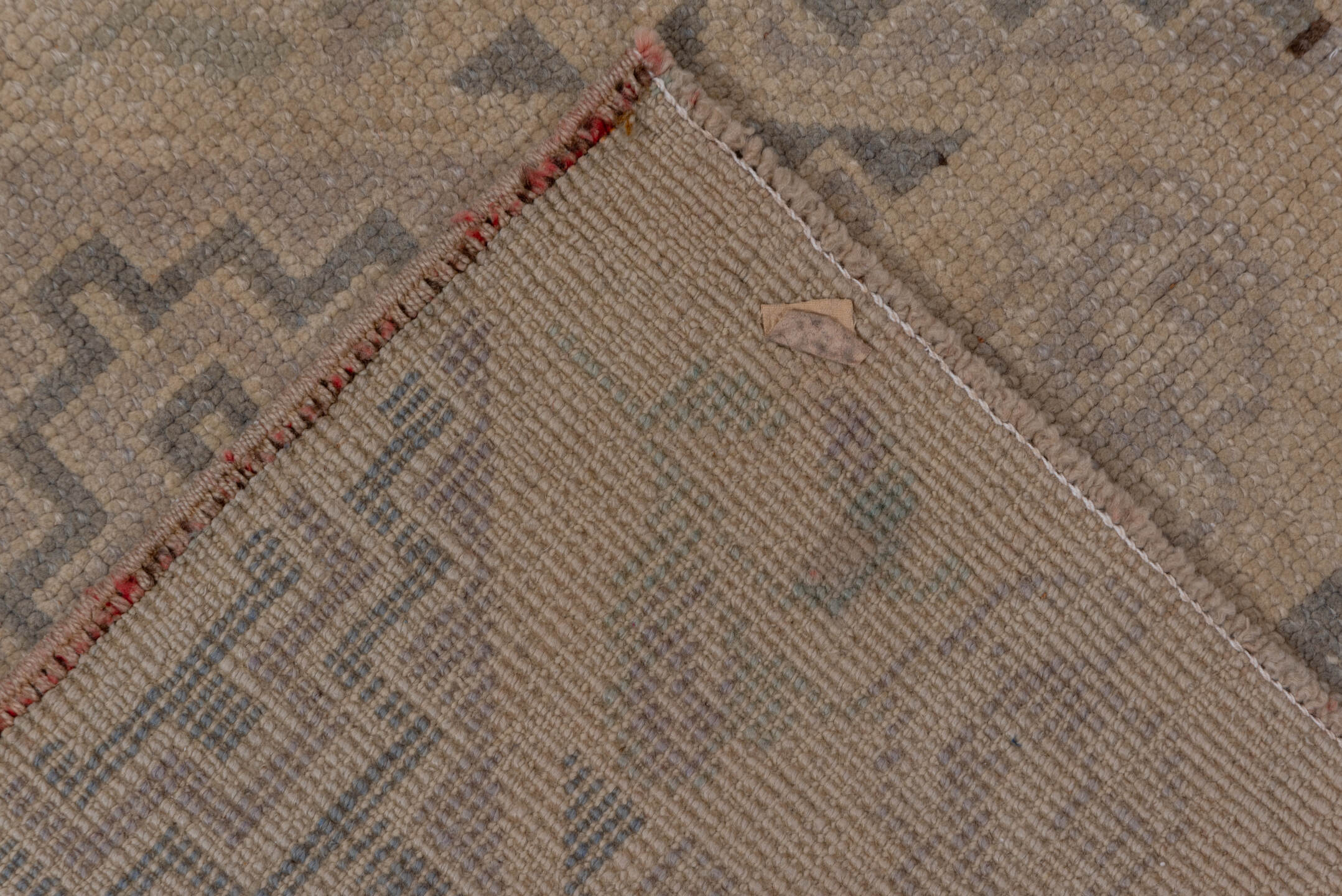 2' x 4' one-of-a-kind handmade vintage Oushak small size rug. Color palette: taupe, beige, camel, gray, rose, pink, red