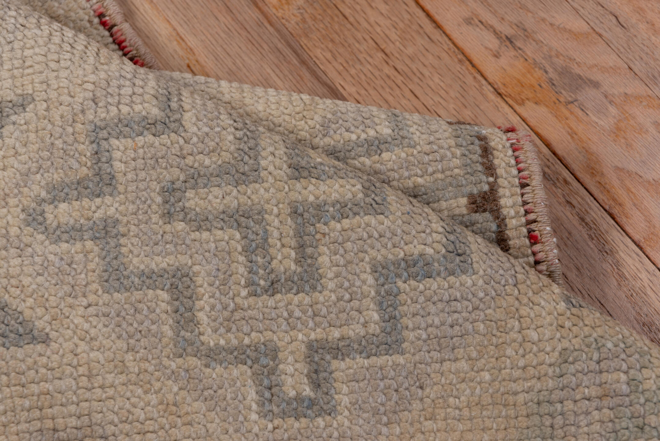 2' x 4' one-of-a-kind handmade vintage Oushak small size rug. Color palette: taupe, beige, camel, gray, rose, pink, red